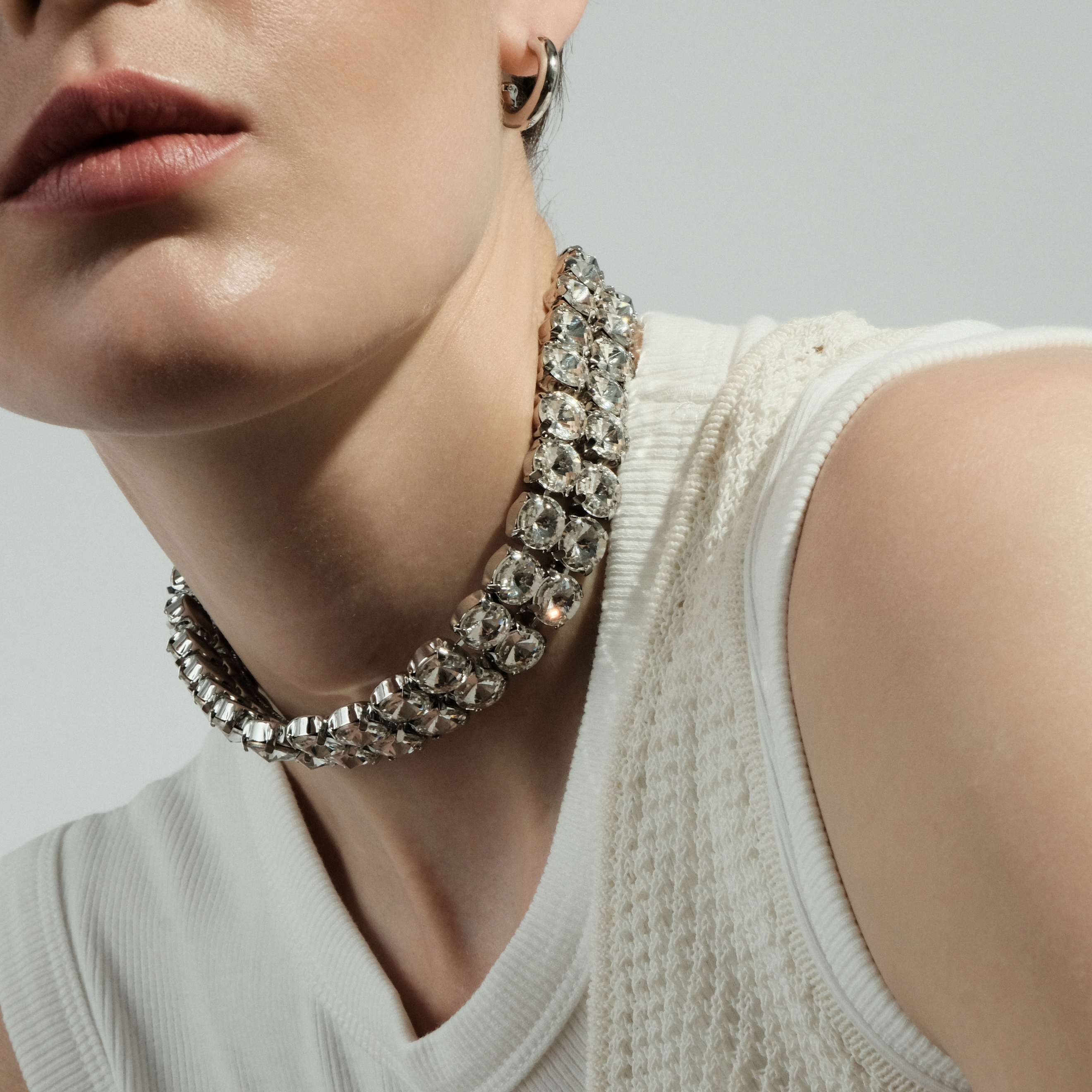 chunky two row crystal choker