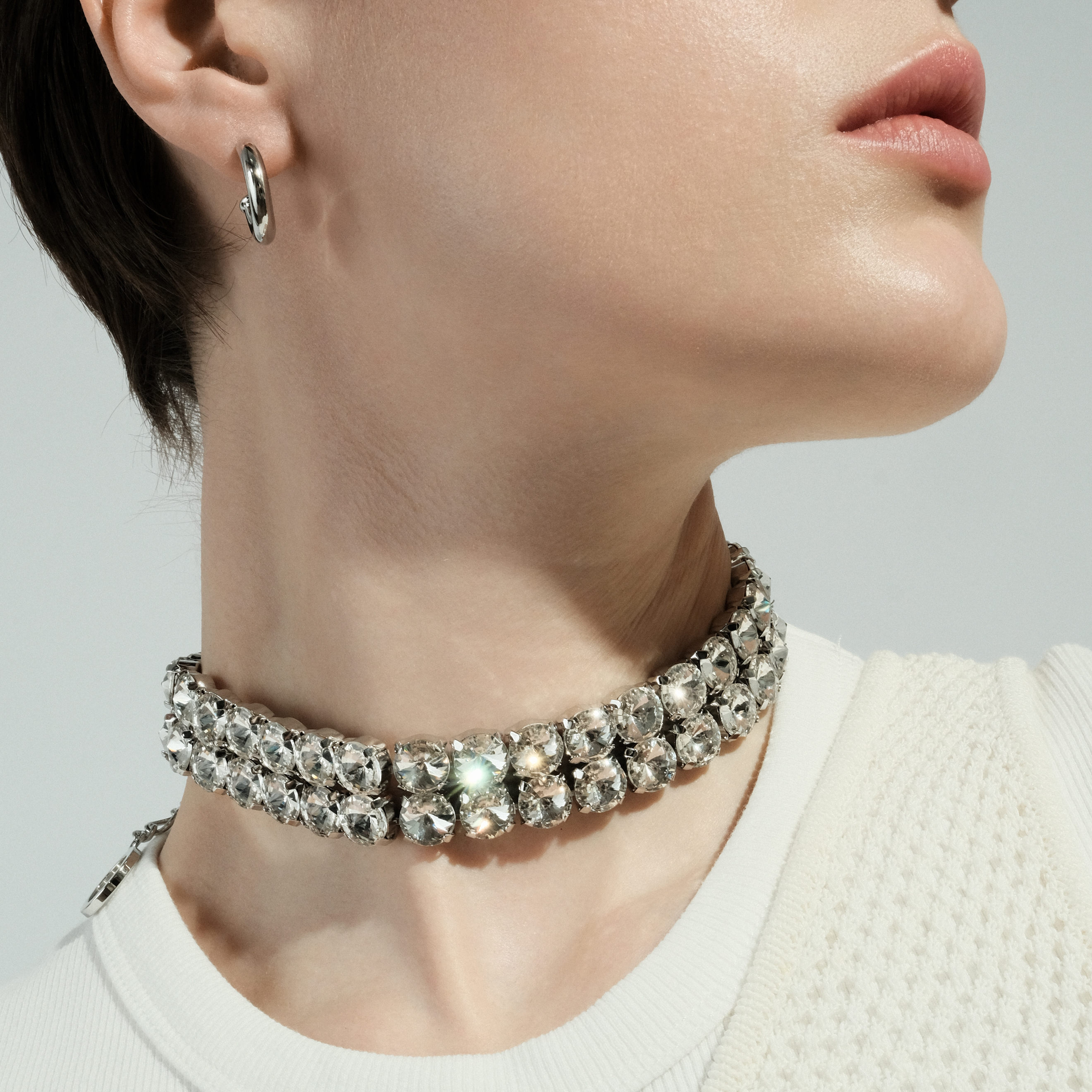 chunky two row crystal choker