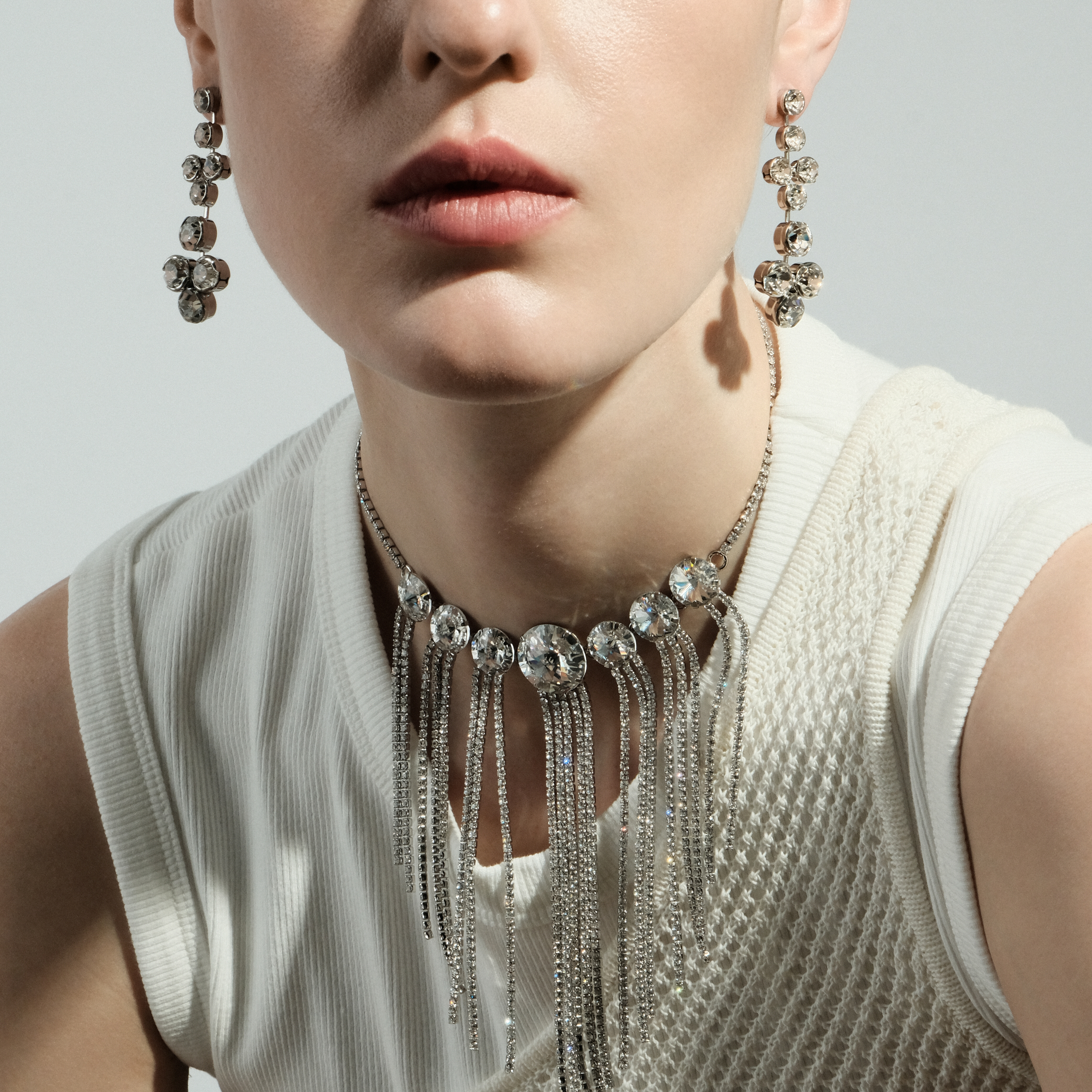 earrings with round large crystals