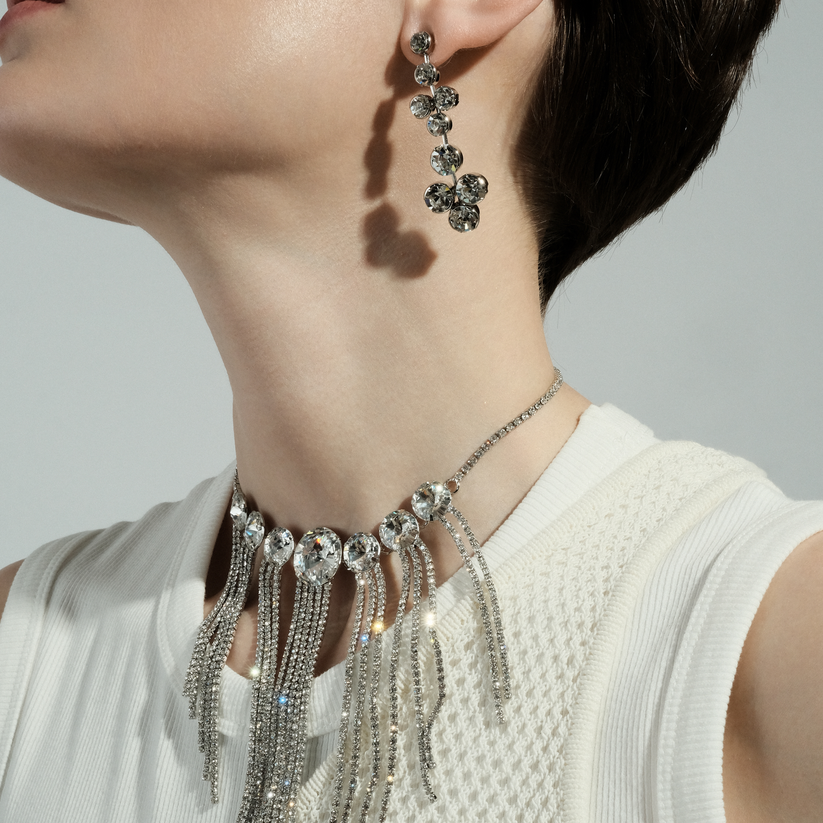 earrings with round large crystals