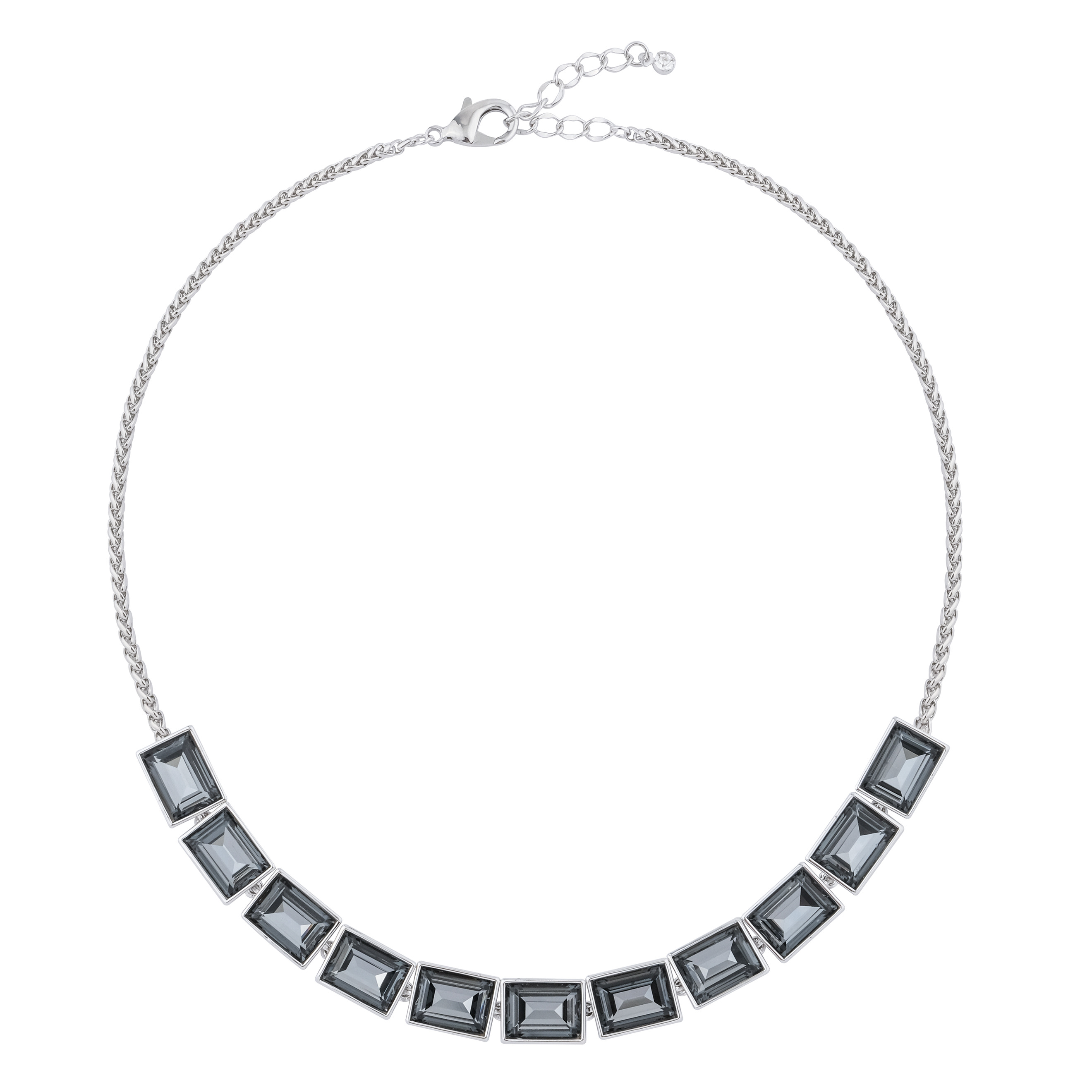 necklace with rectangular black crystals