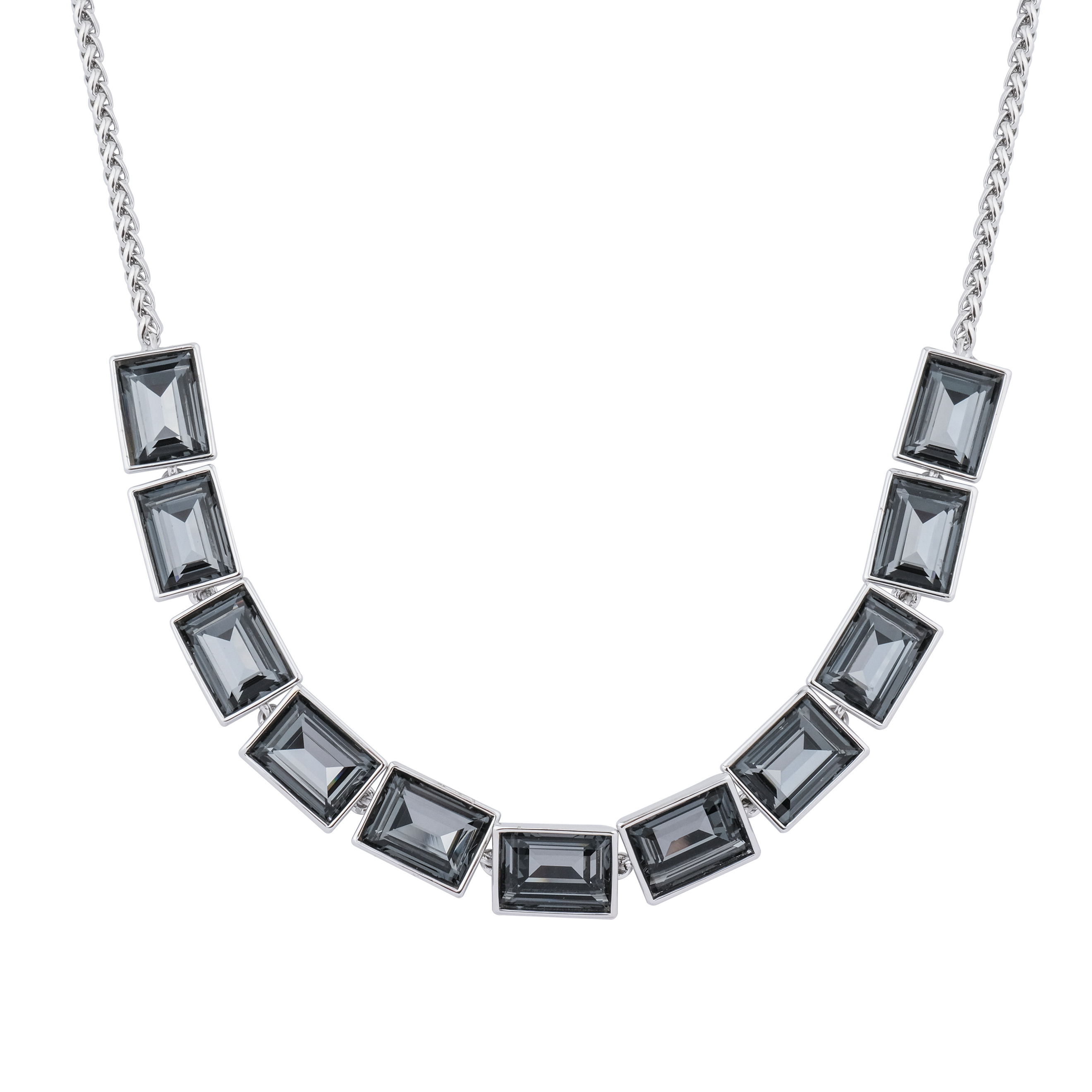 necklace with rectangular black crystals