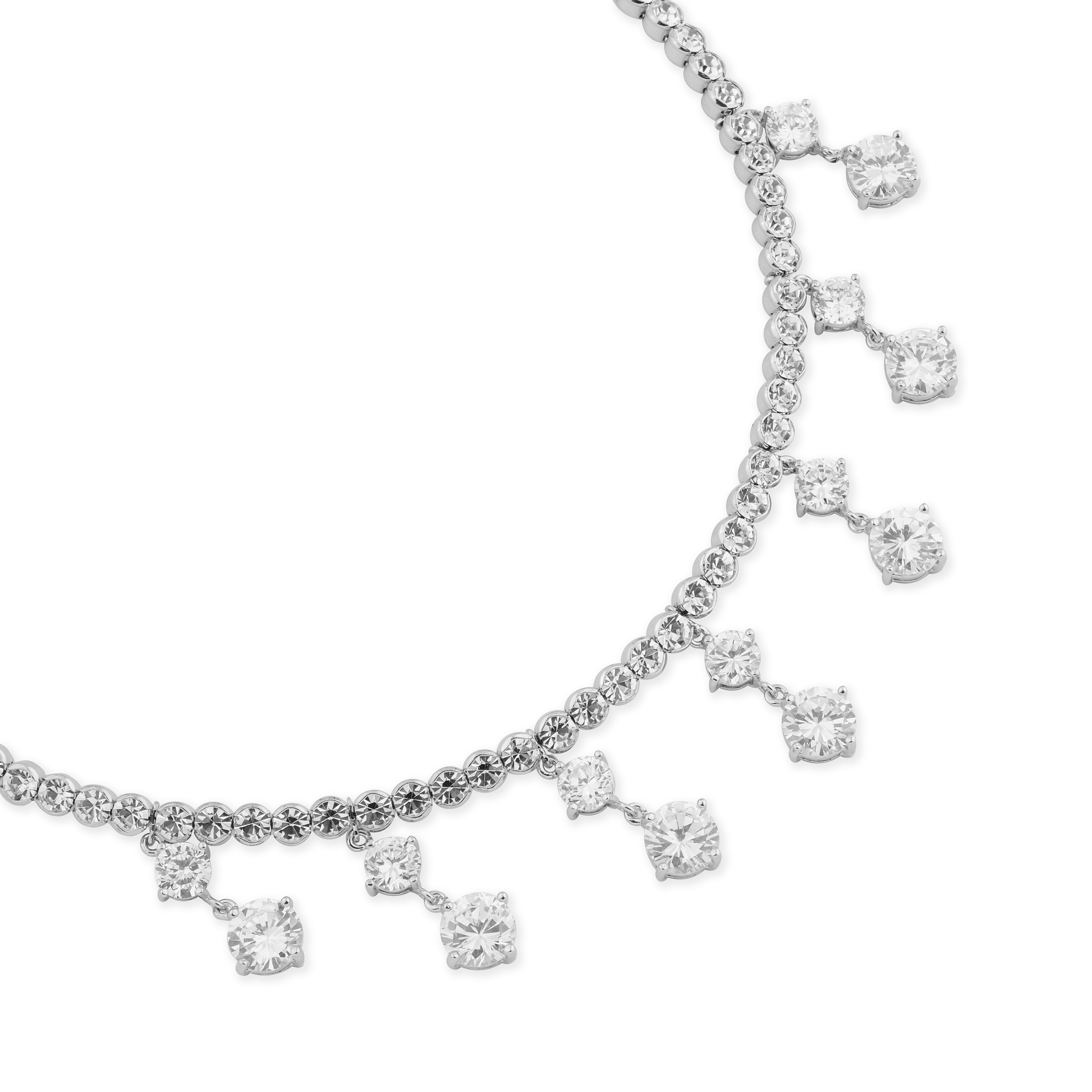 Silver choker with square pendants fully covered with crystals