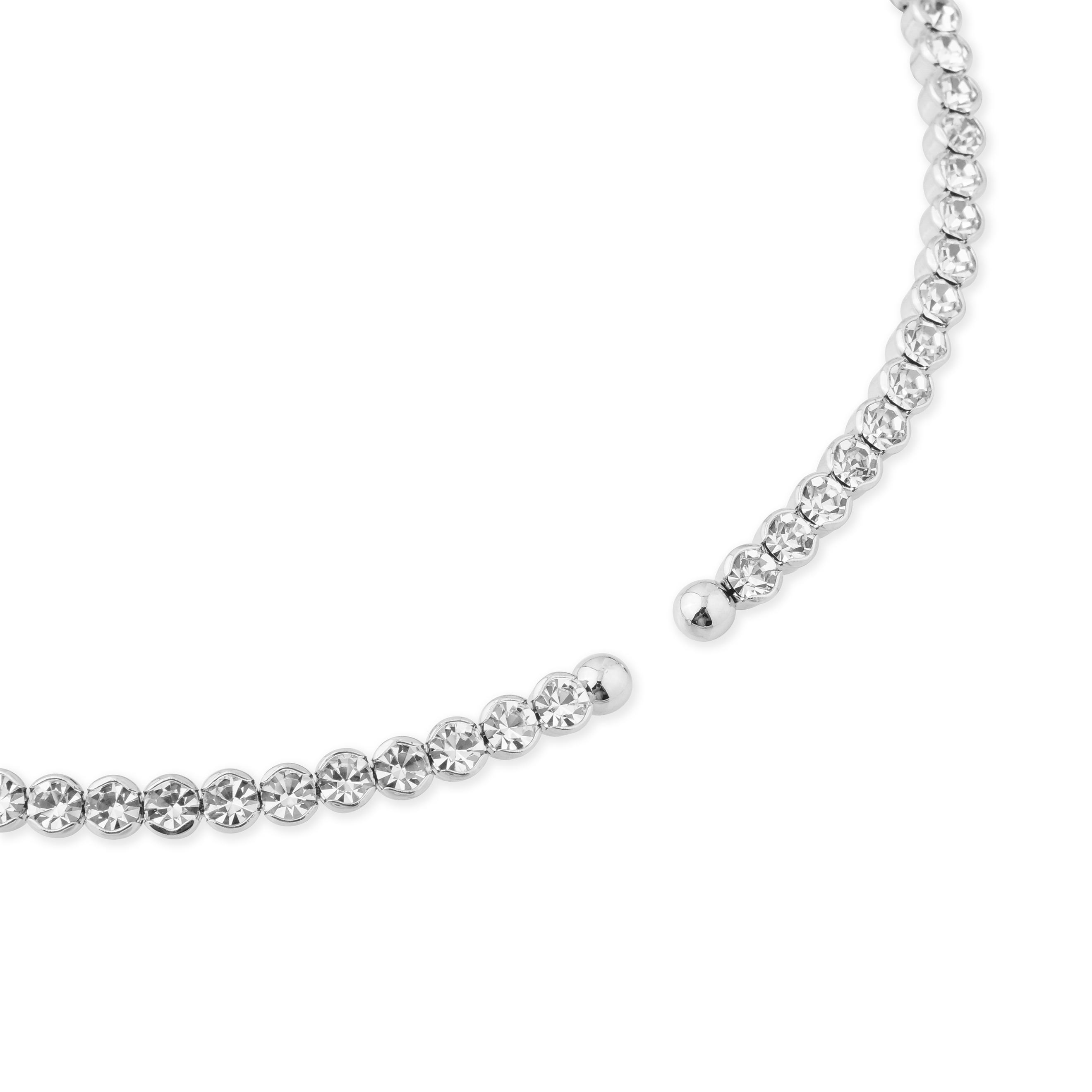 Silver choker with square pendants fully covered with crystals