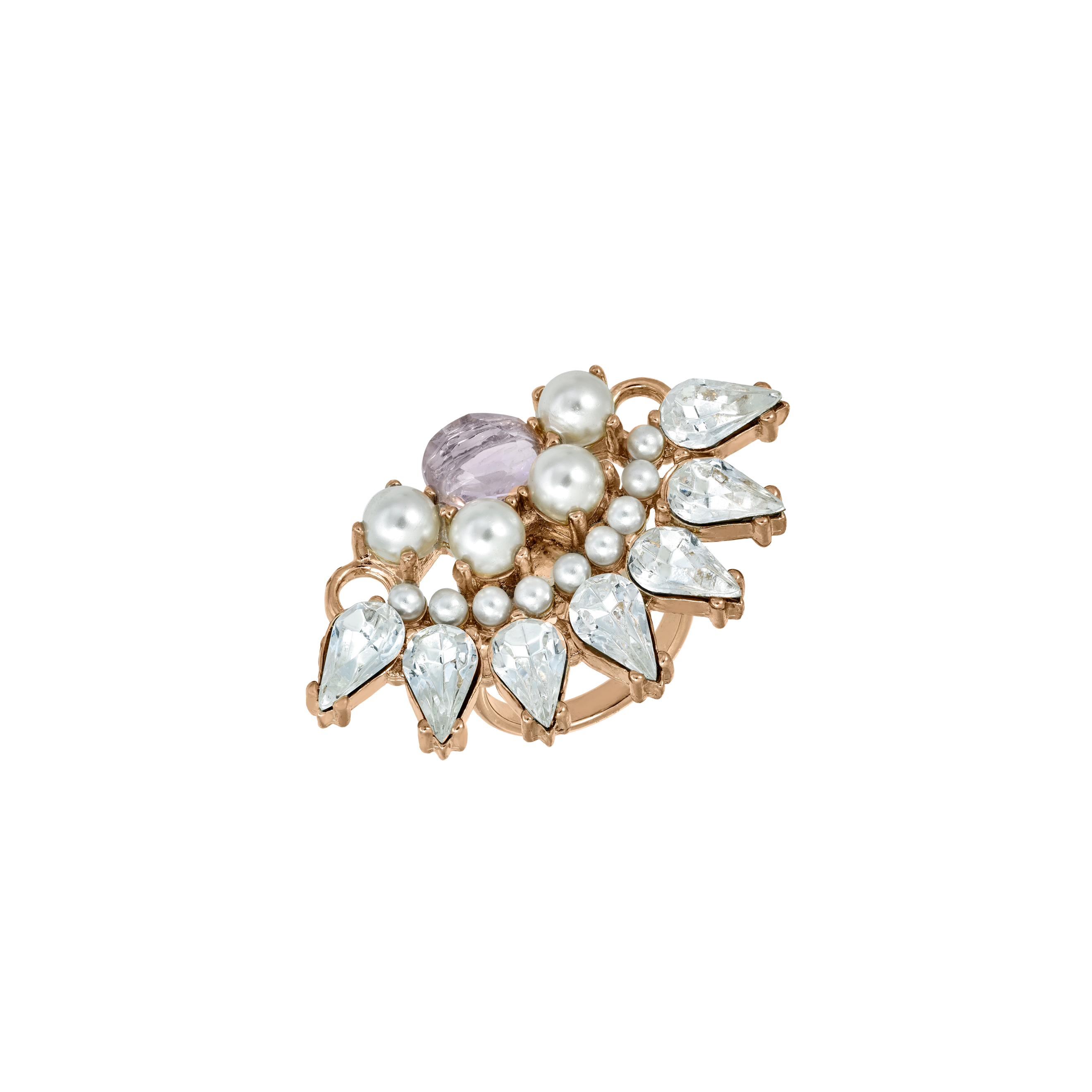 Золотистое кольцо с кристаллами FAN RING