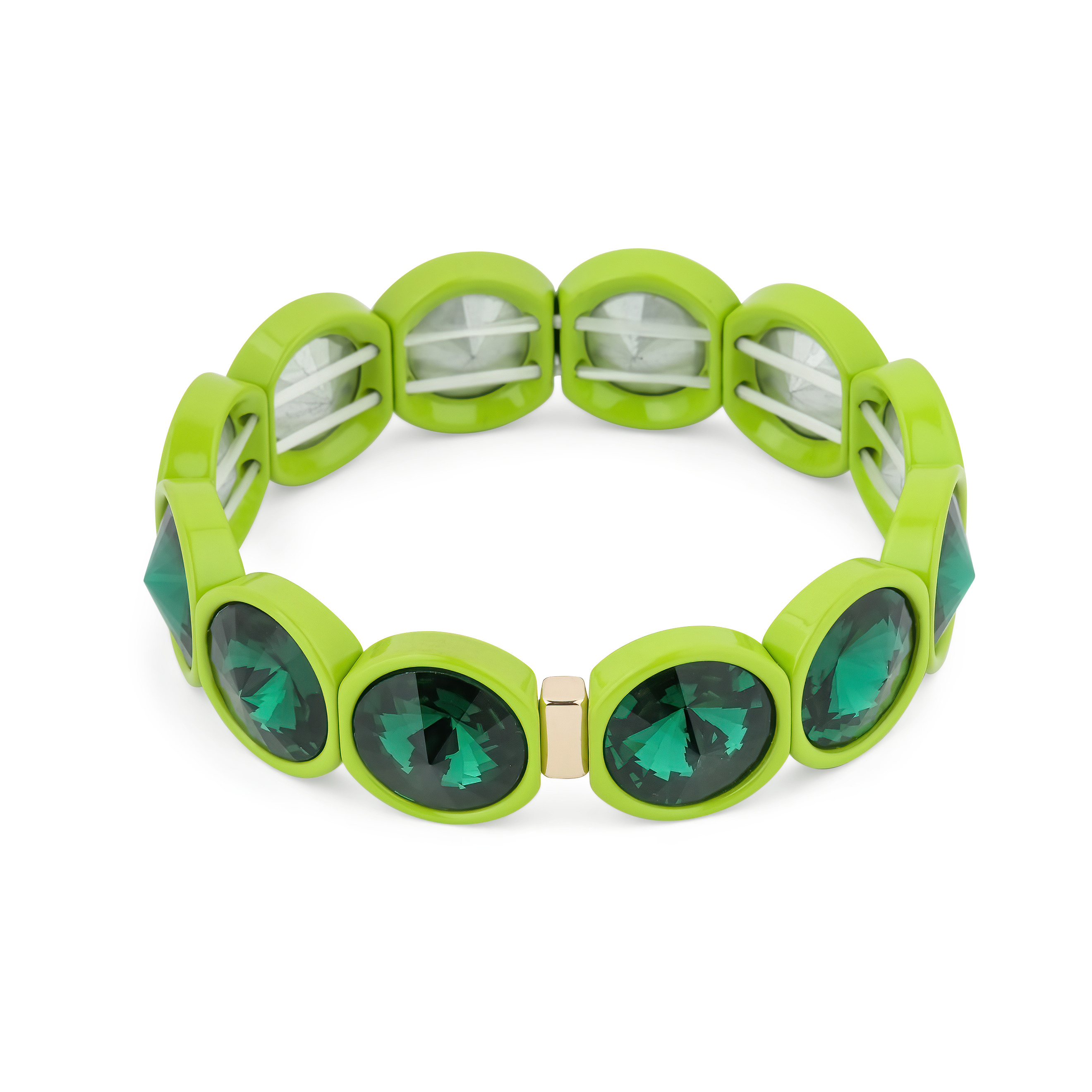 Green bracelet with large crystals