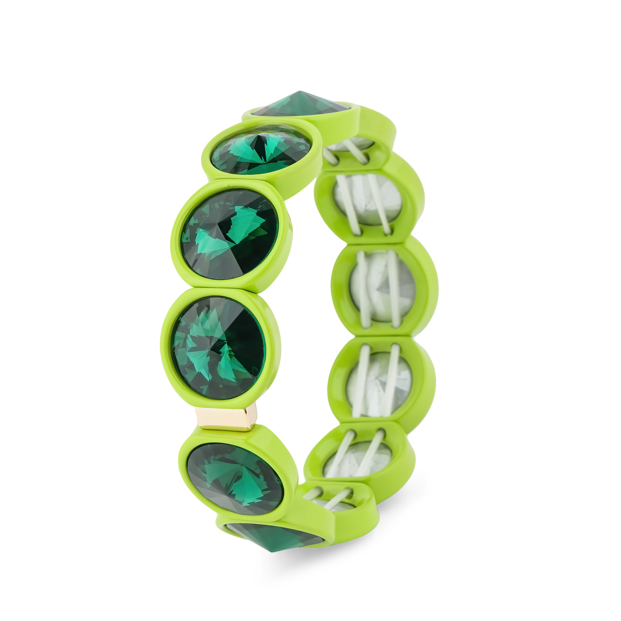 Green bracelet with large crystals