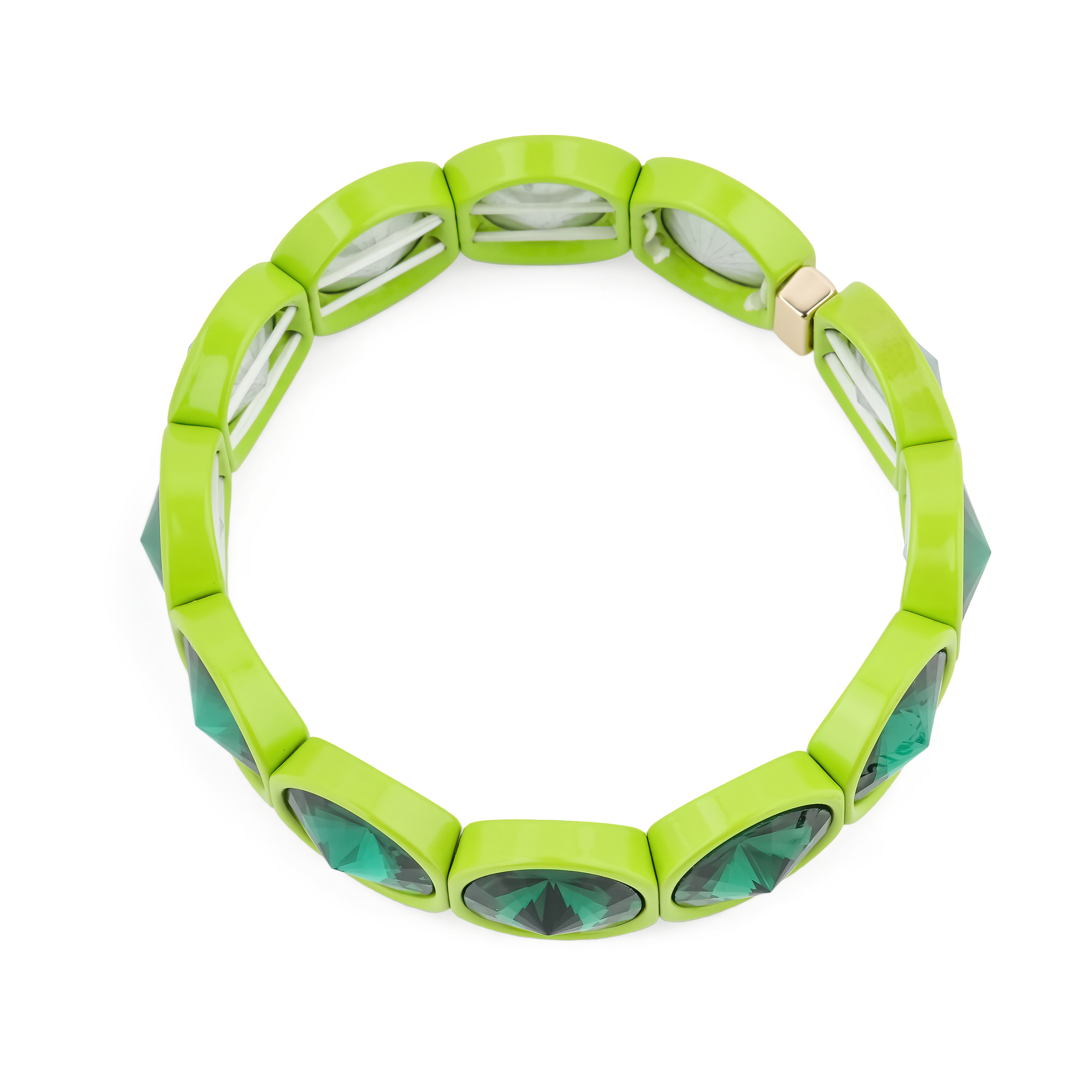 Green bracelet with large crystals