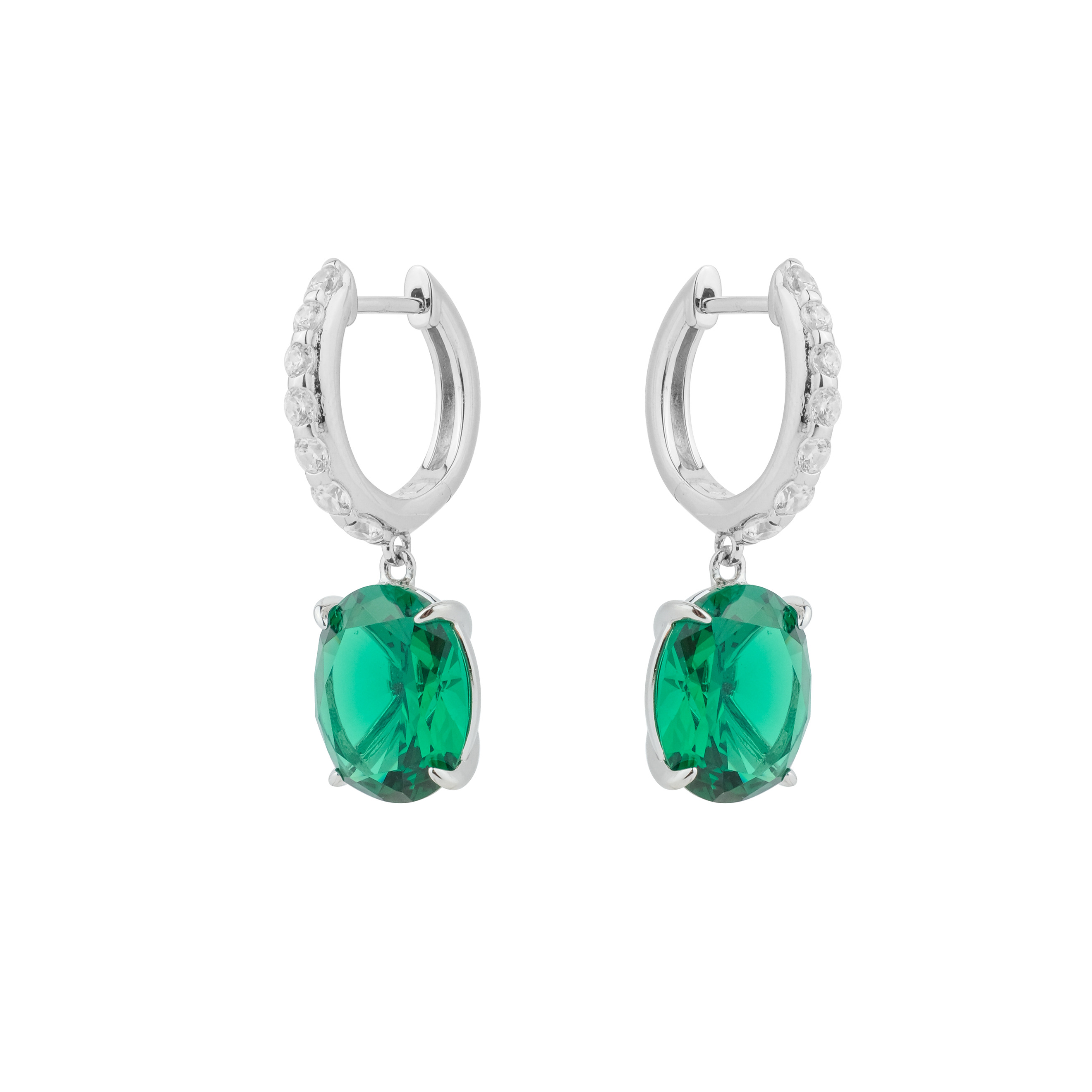 Earrings made of silver with green crystal