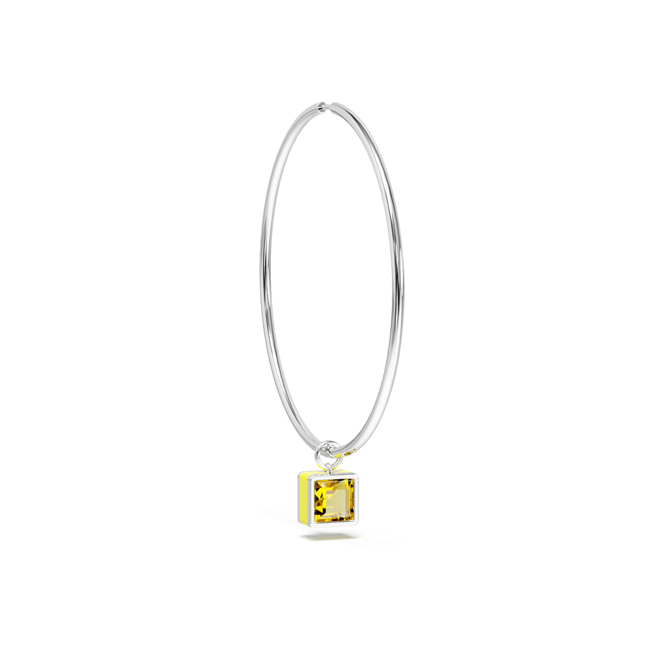 Jewlia Моносерьга-круг с подвесным элементом с желтым цитрином и эмалью jewlia моносерьга морская звезда из серебра