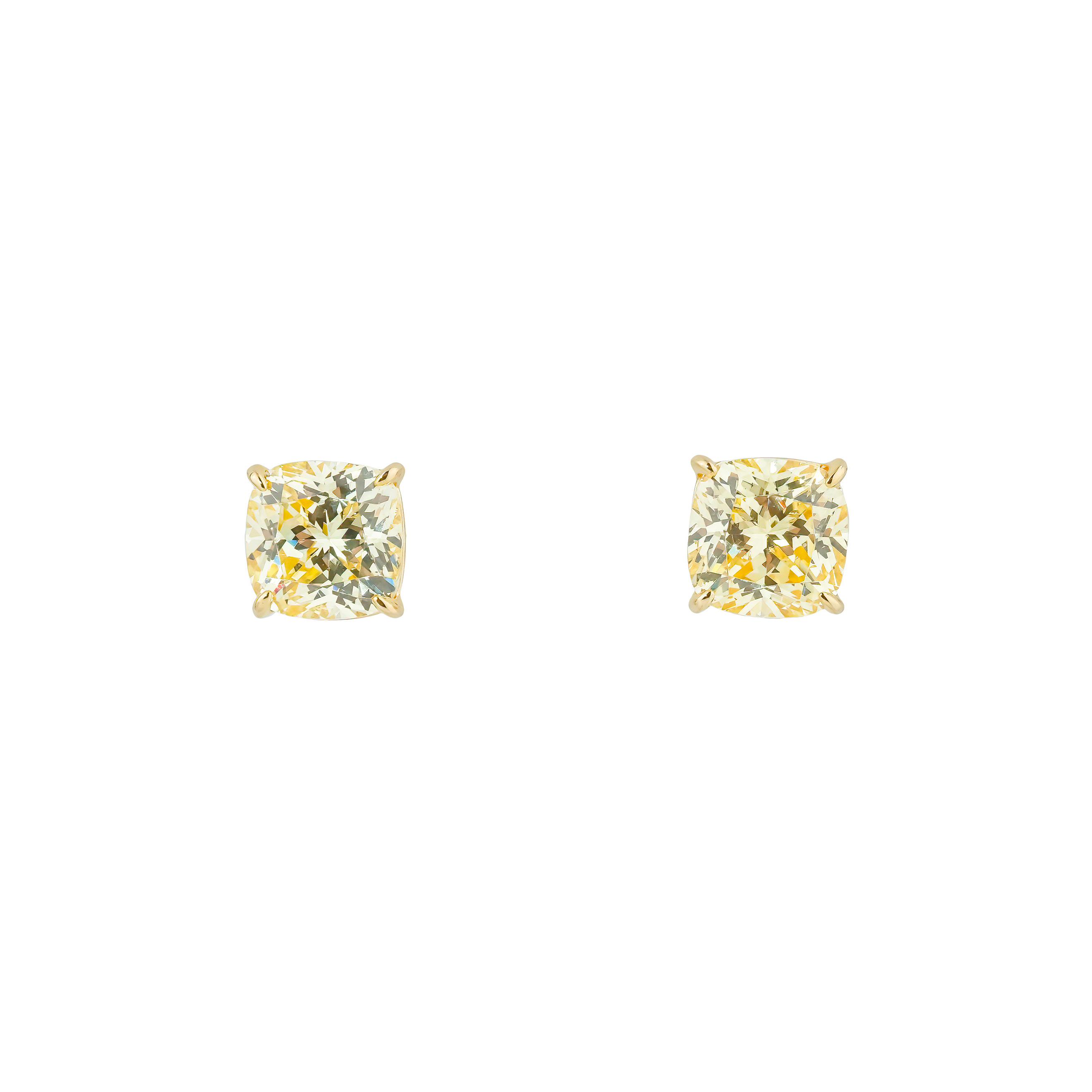 Gold-plated silver pussets with yellow crystal