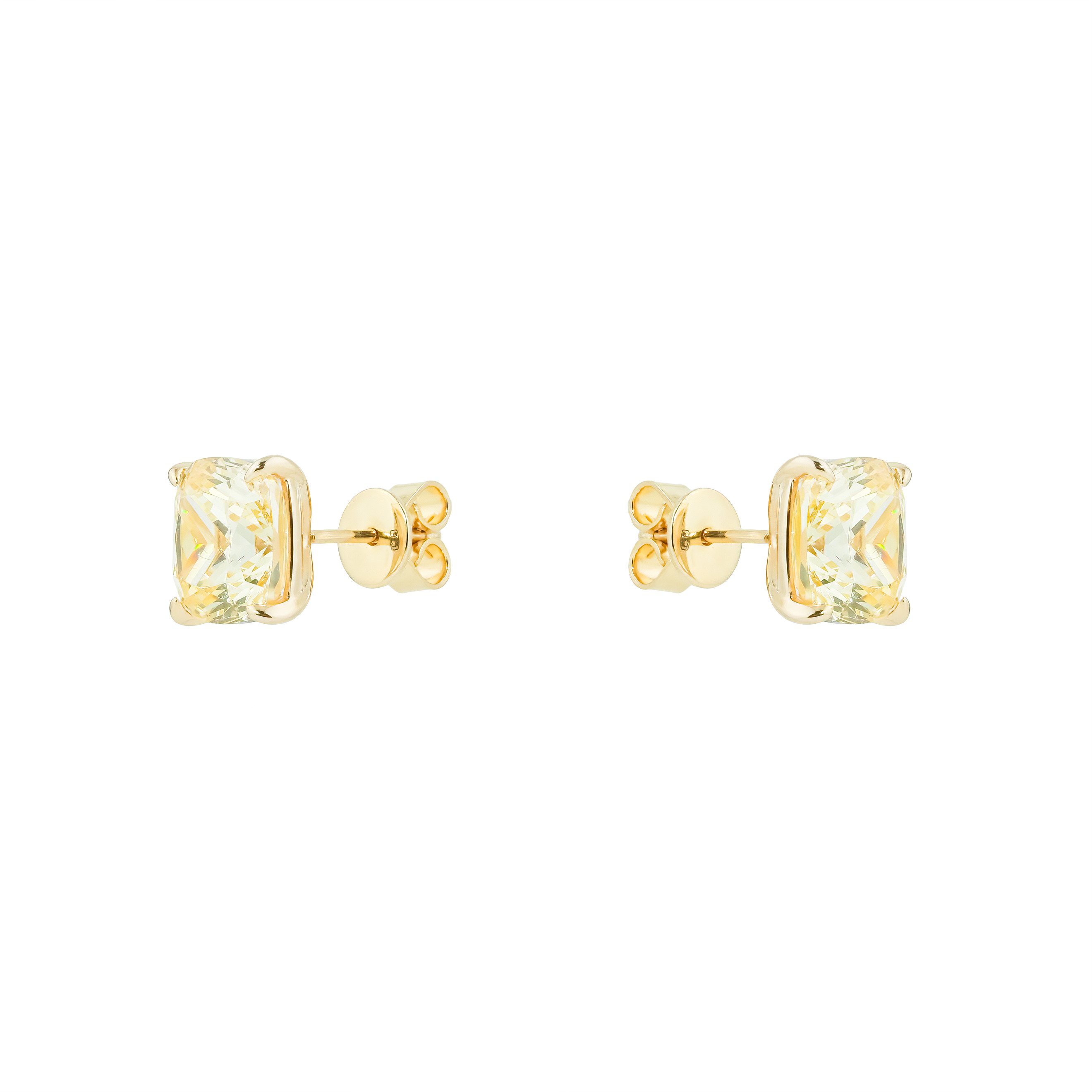 Gold-plated silver pussets with yellow crystal
