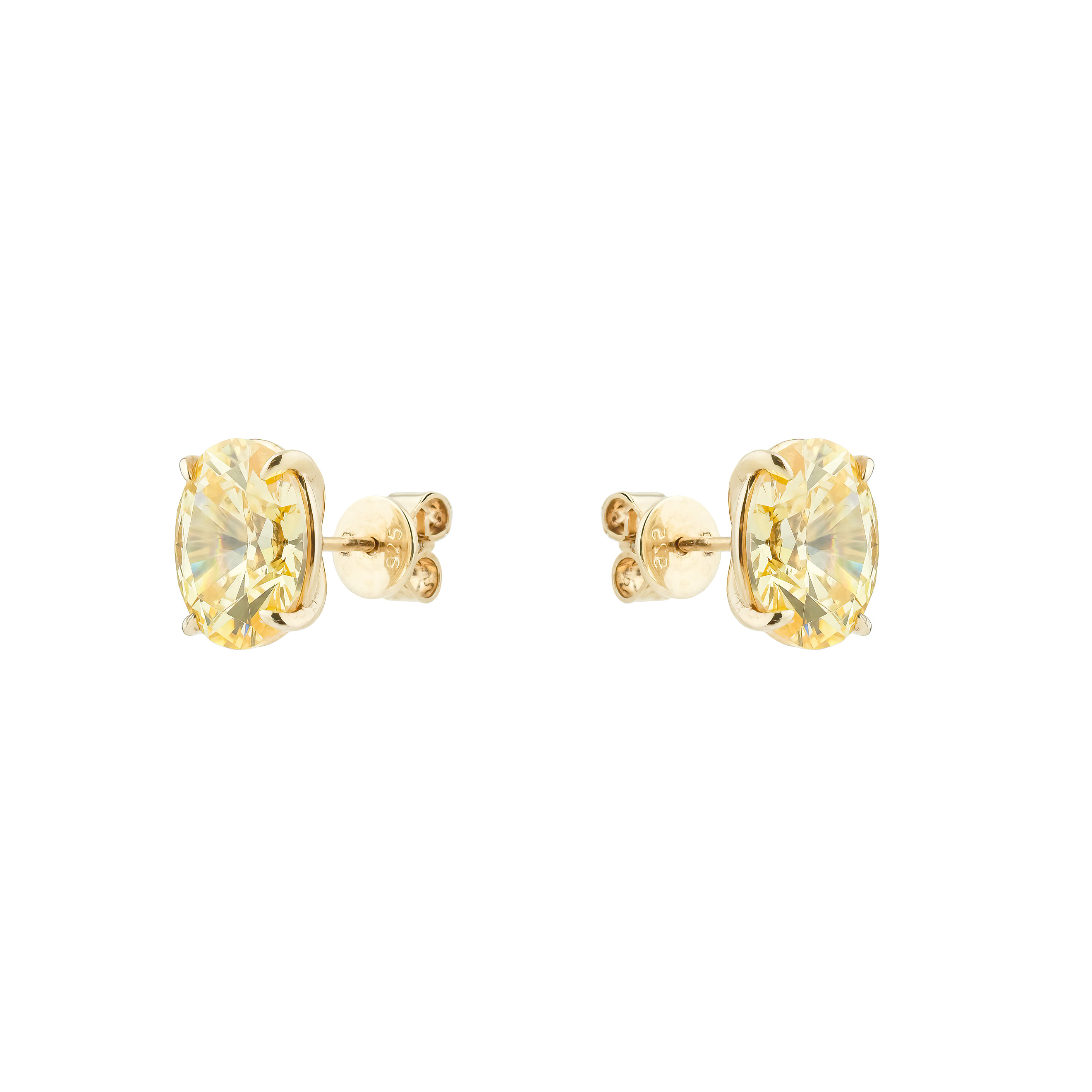 Gold-plated silver earrings with yellow crystal