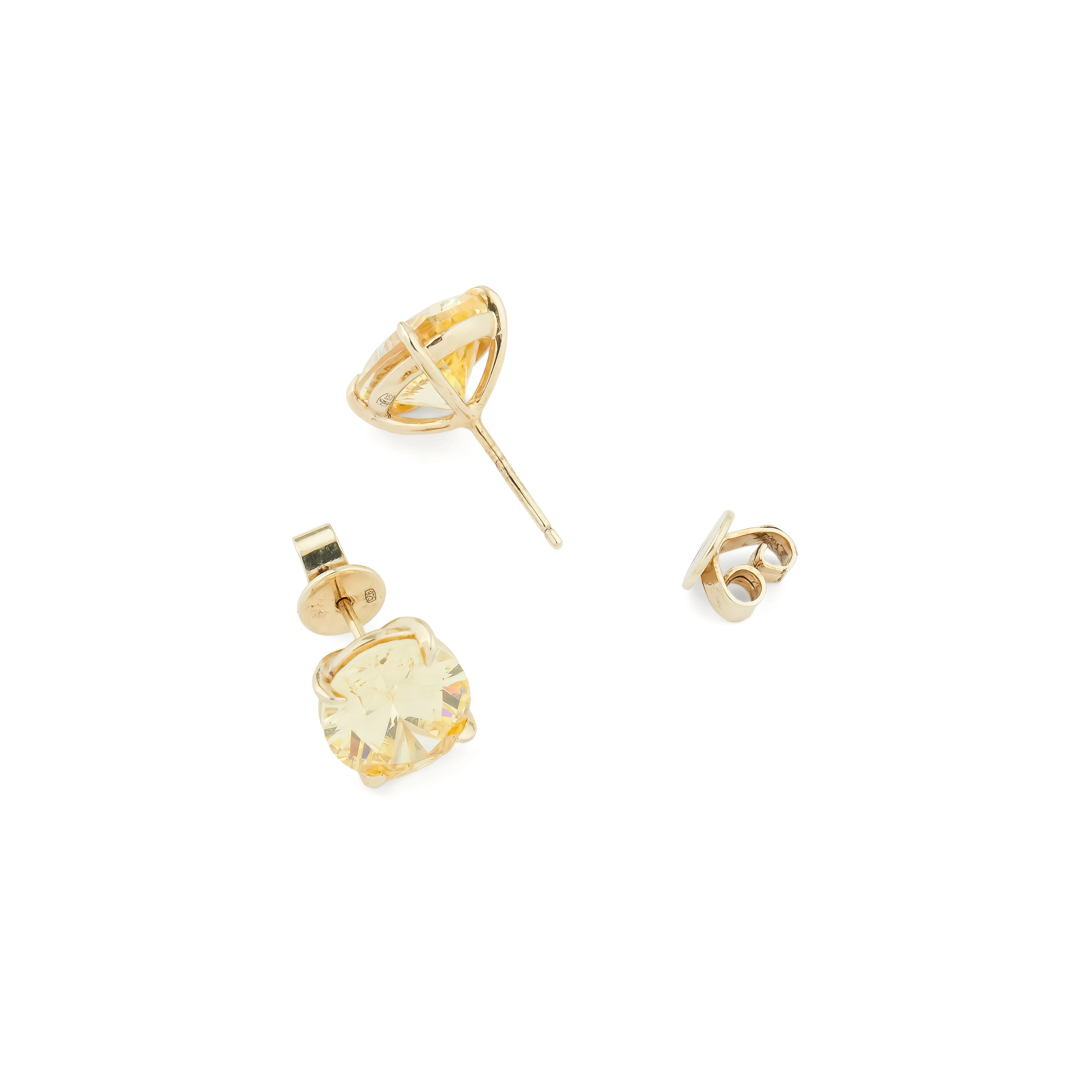 Gold-plated silver earrings with yellow crystal