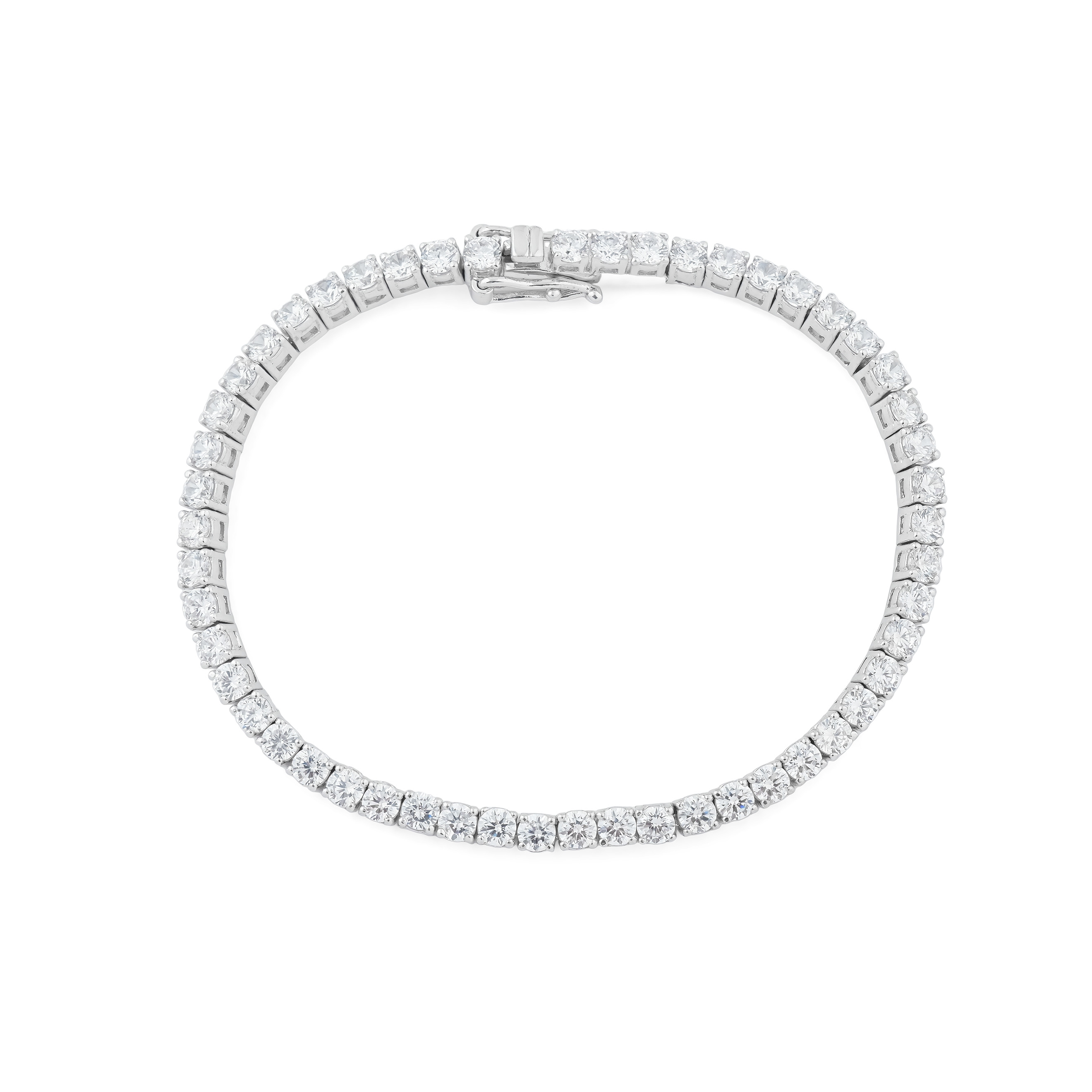 Silver bracelet with square large white crystals
