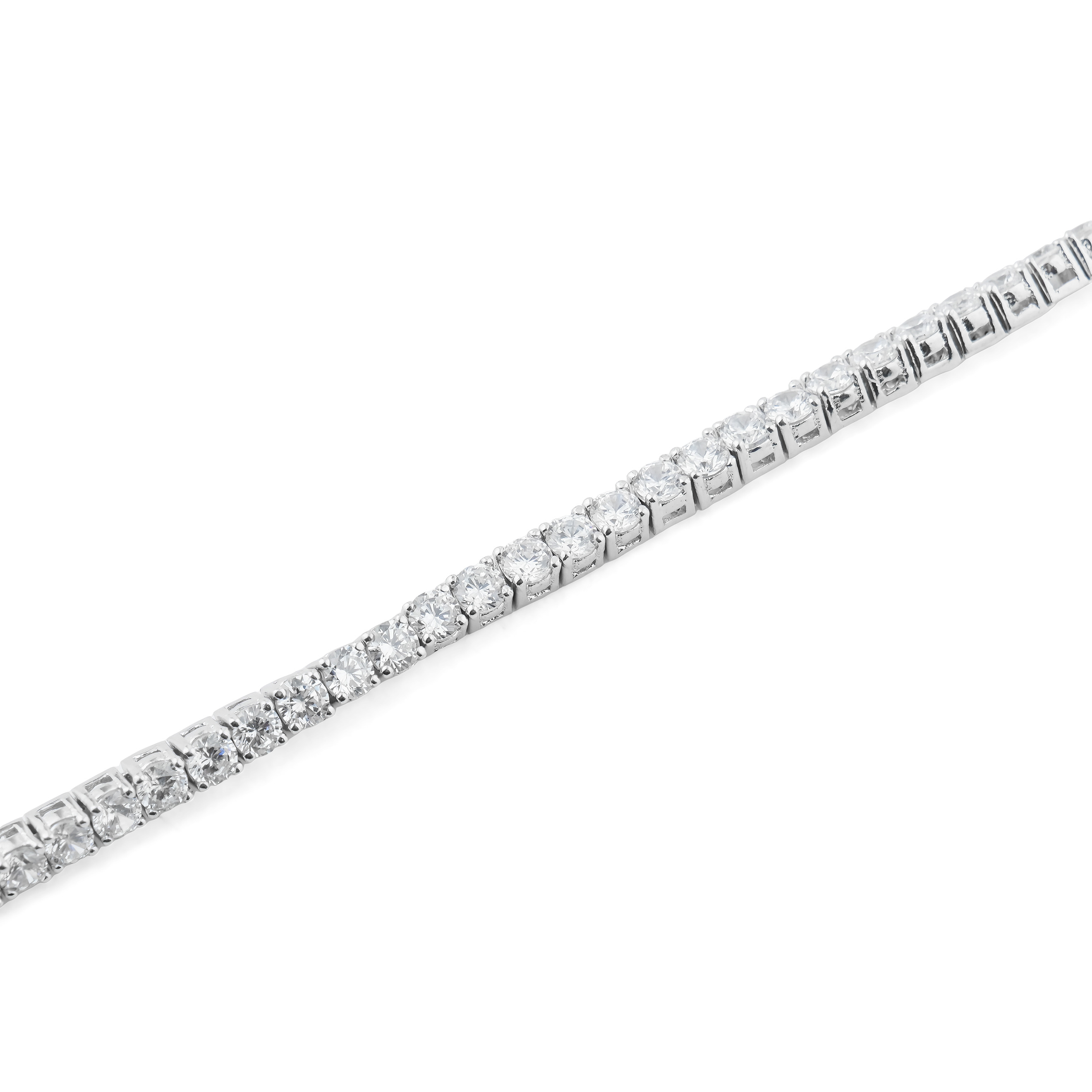 Silver bracelet with square large white crystals