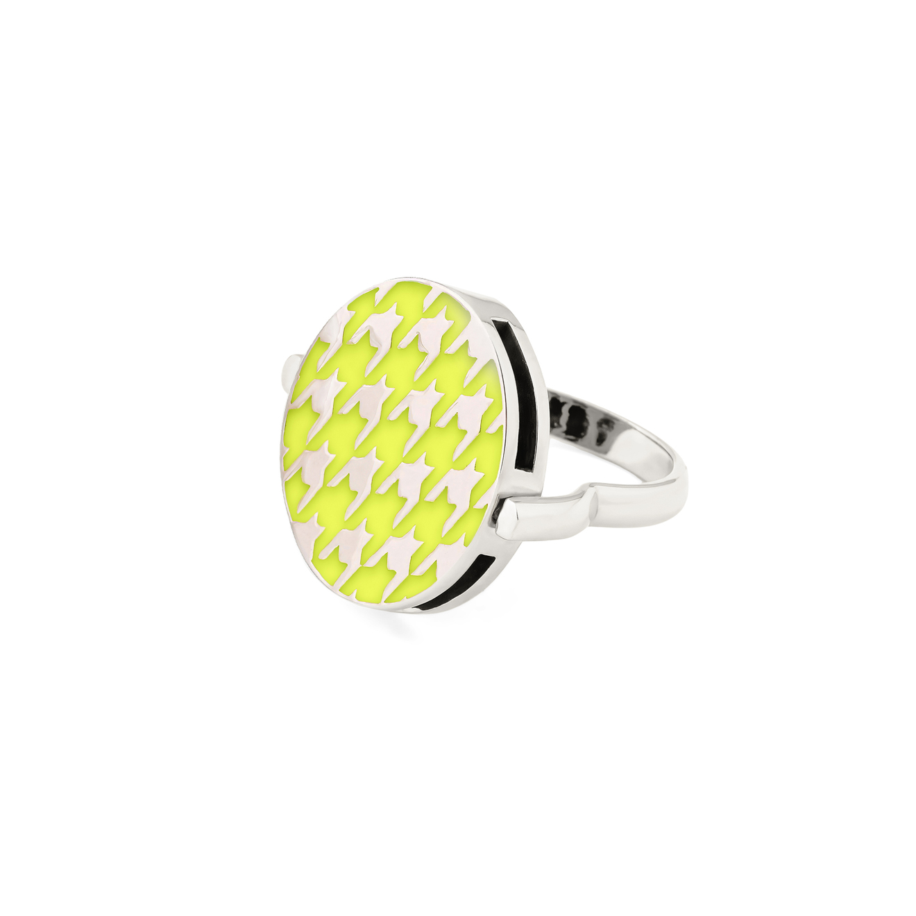 цена LUTA Jewelry Серебряное двустороннее кольцо-серьга с узором «гусиная лапка» из флуоресцентной эмали