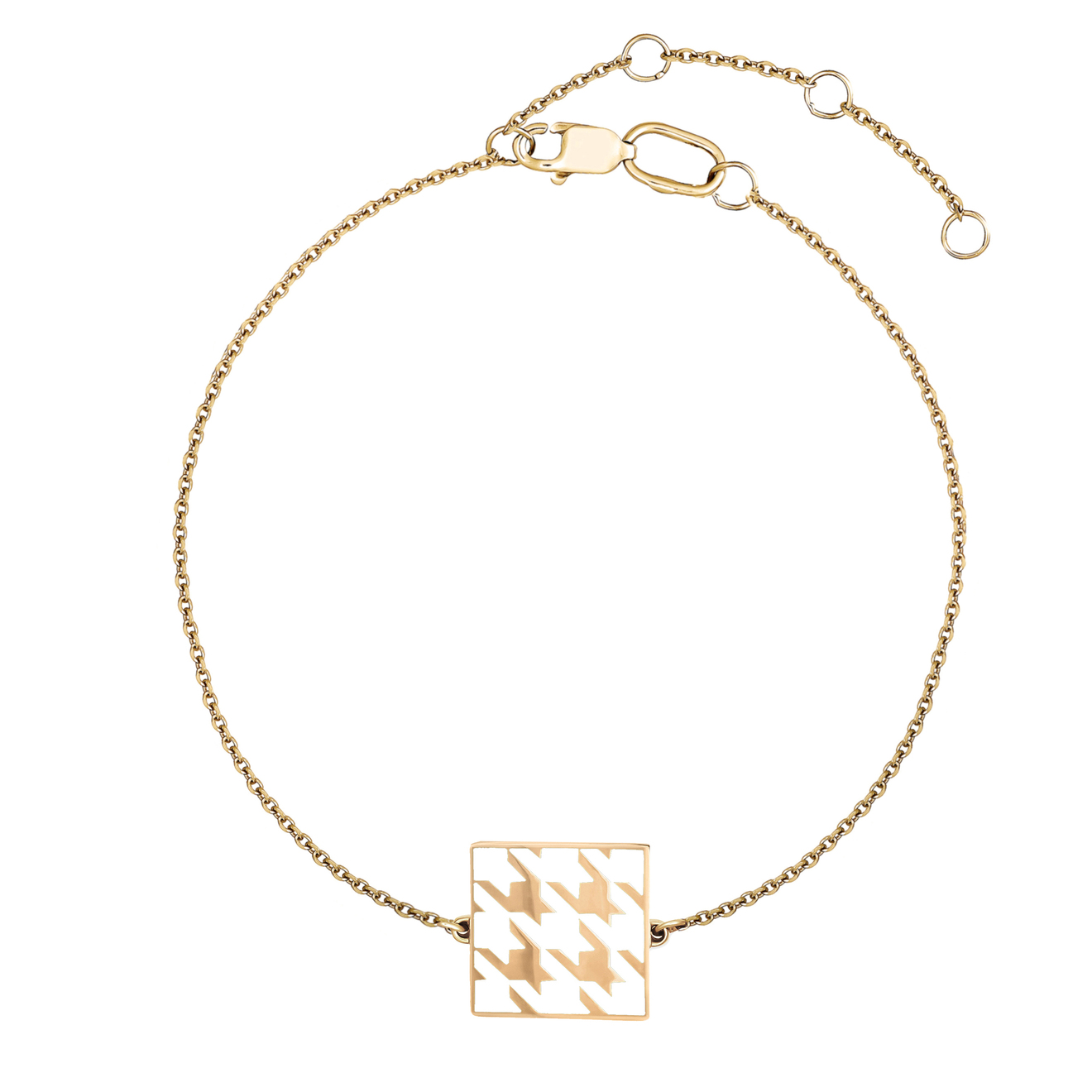 LUTA Jewelry Покрытый лимонным золотом двусторонний серебряный браслет «гусиная лапка» из лавандовой и белой эмали
