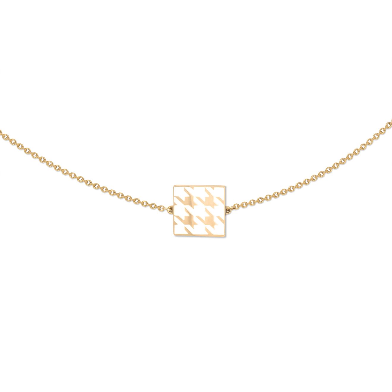 LUTA Jewelry Покрытое лимонным золотом двухстороннее серебряное мини-колье «гусиная лапка» из лавандовой и белой эмали