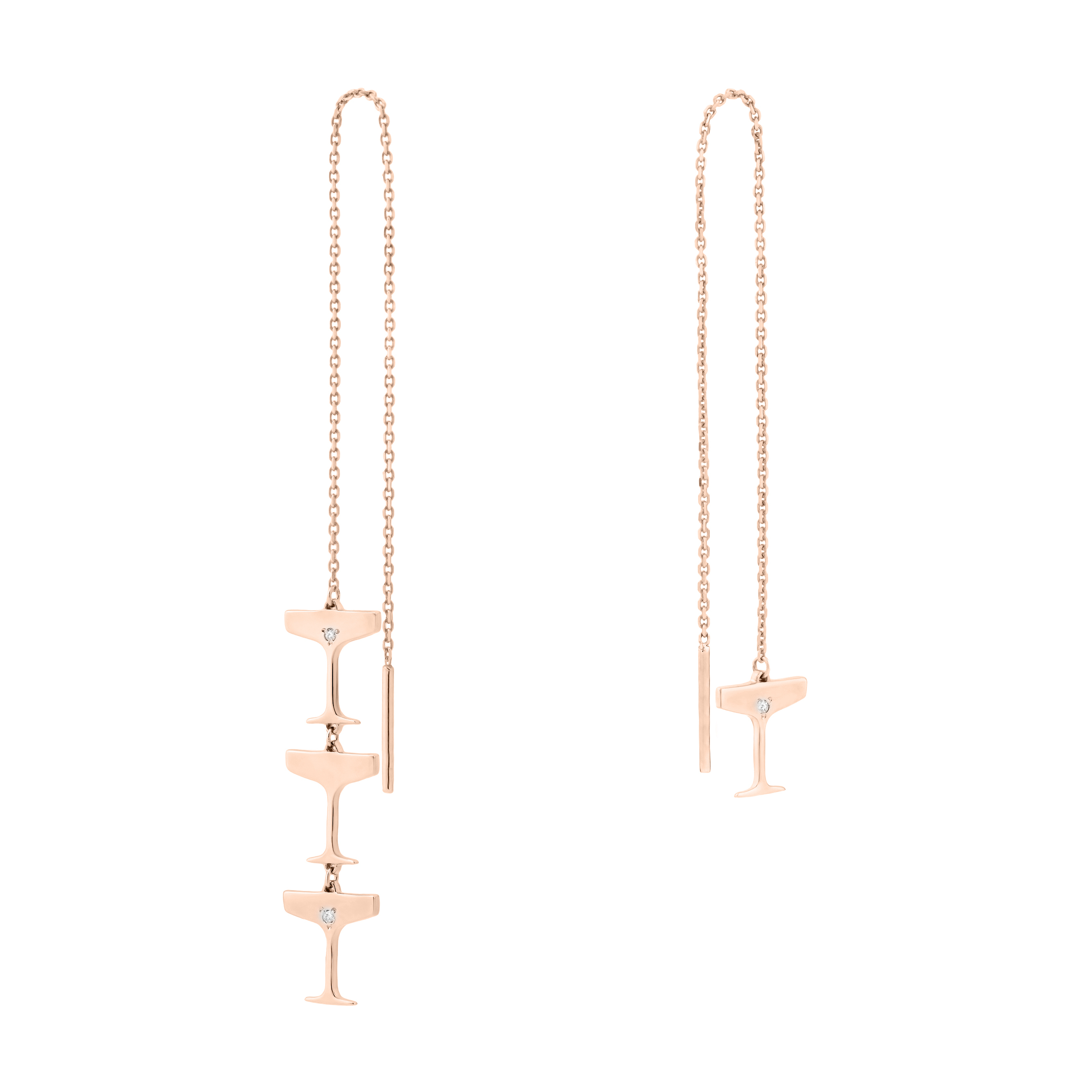 Rose gold plated Broach Earrings made of Sparkling Silver
