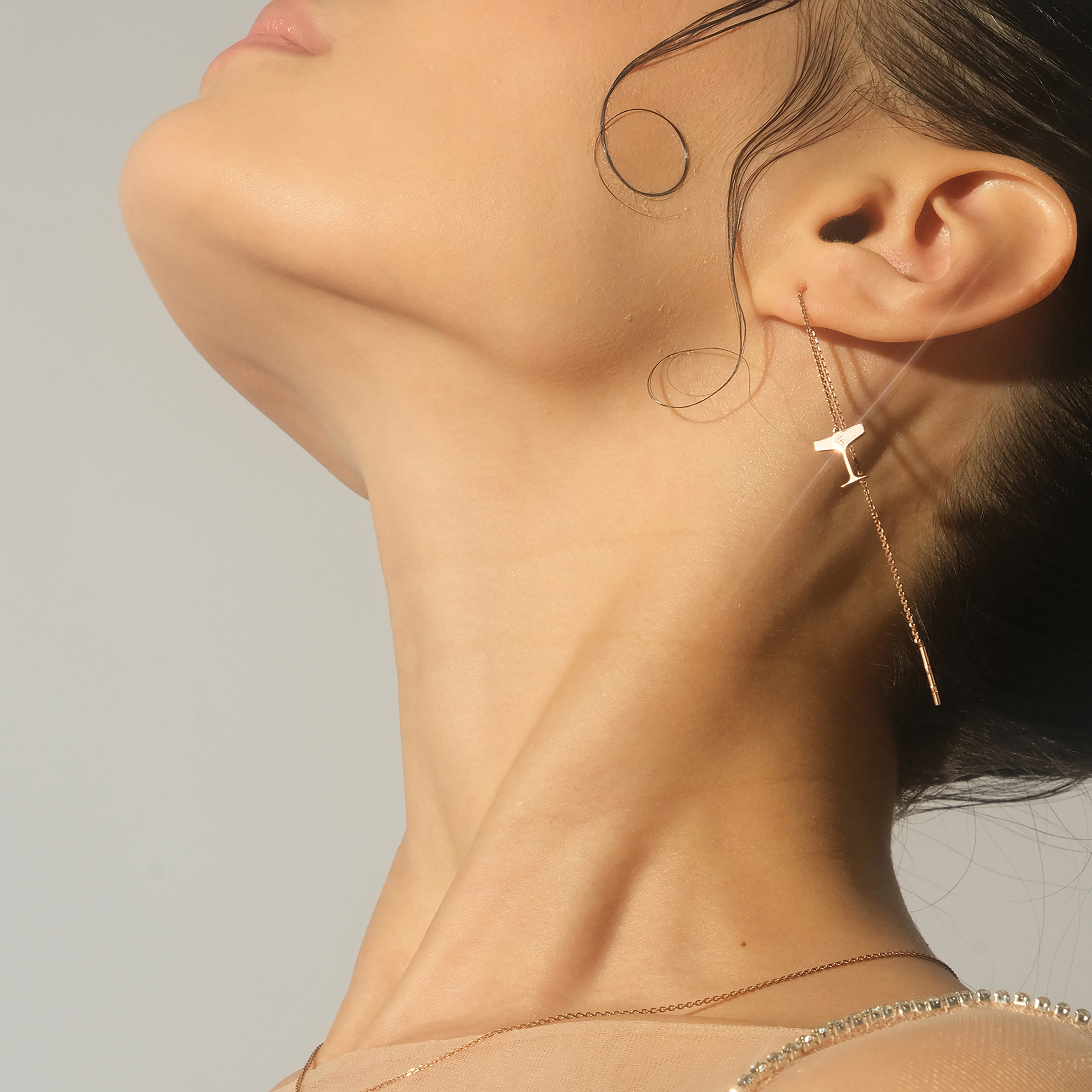Rose gold plated Broach Earrings made of Sparkling Silver