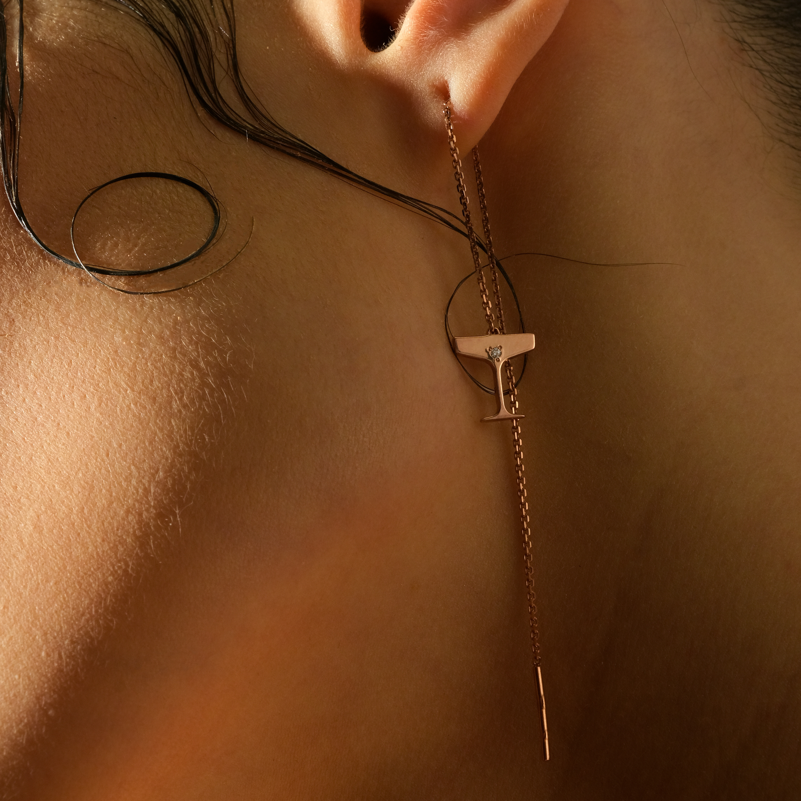 Rose gold plated Broach Earrings made of Sparkling Silver