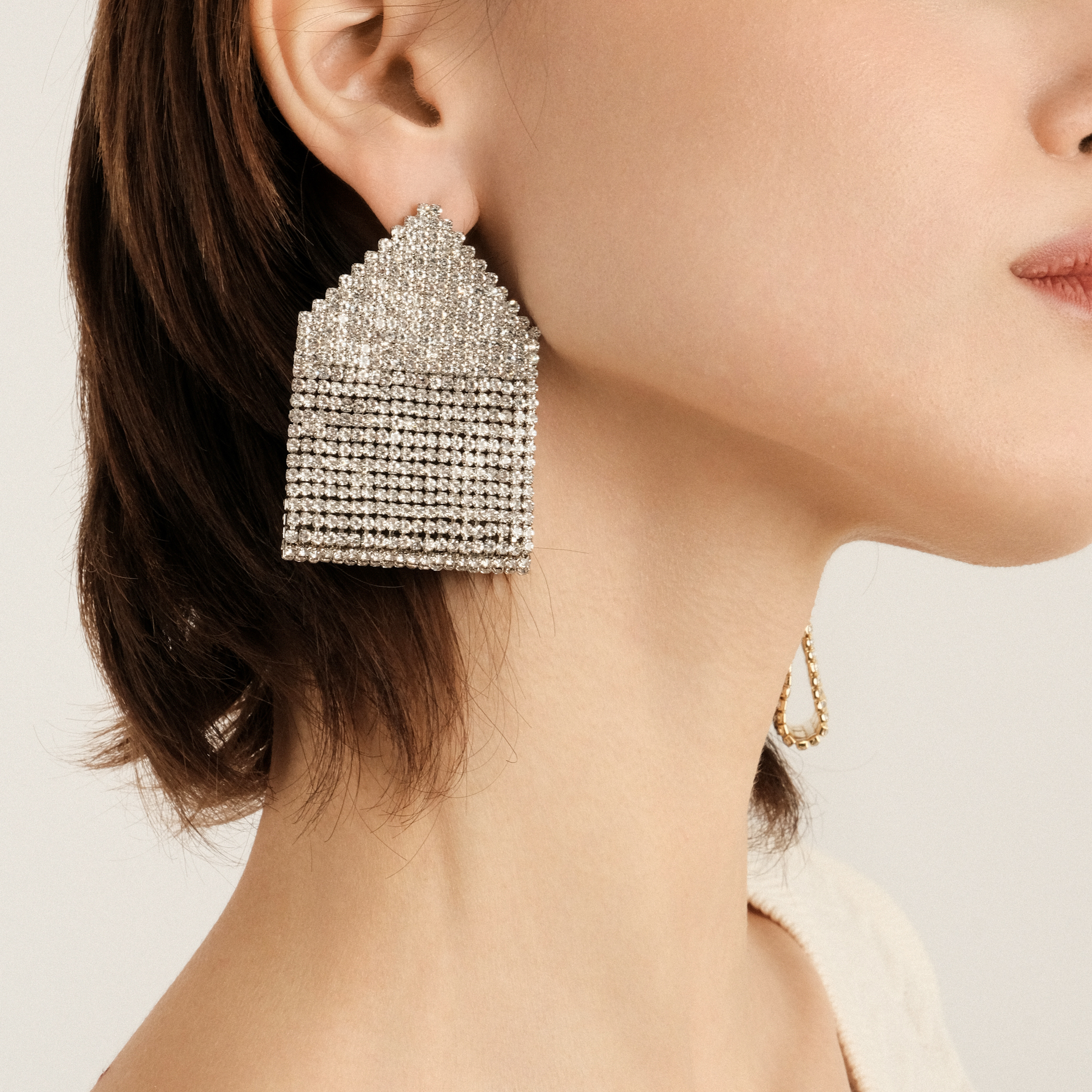 earrings completelcovered with crystals
