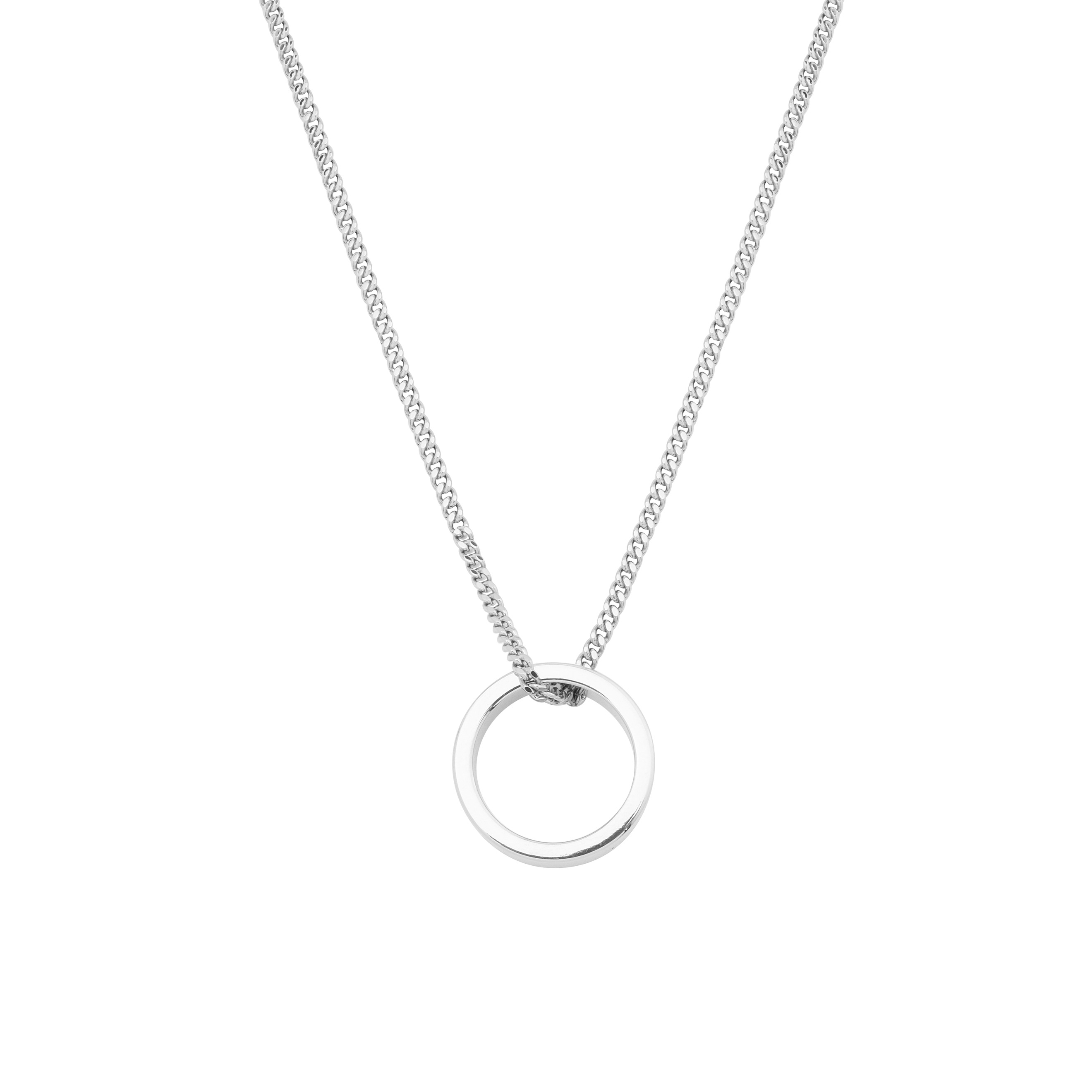 Серебристое колье с кольцом