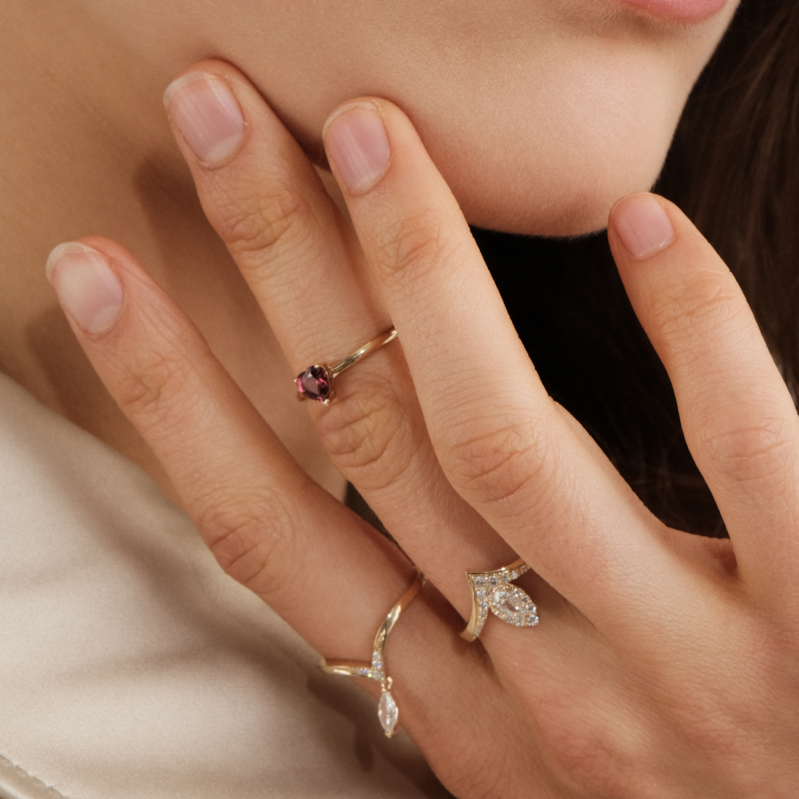 Gold ring with a pavé of diamonds