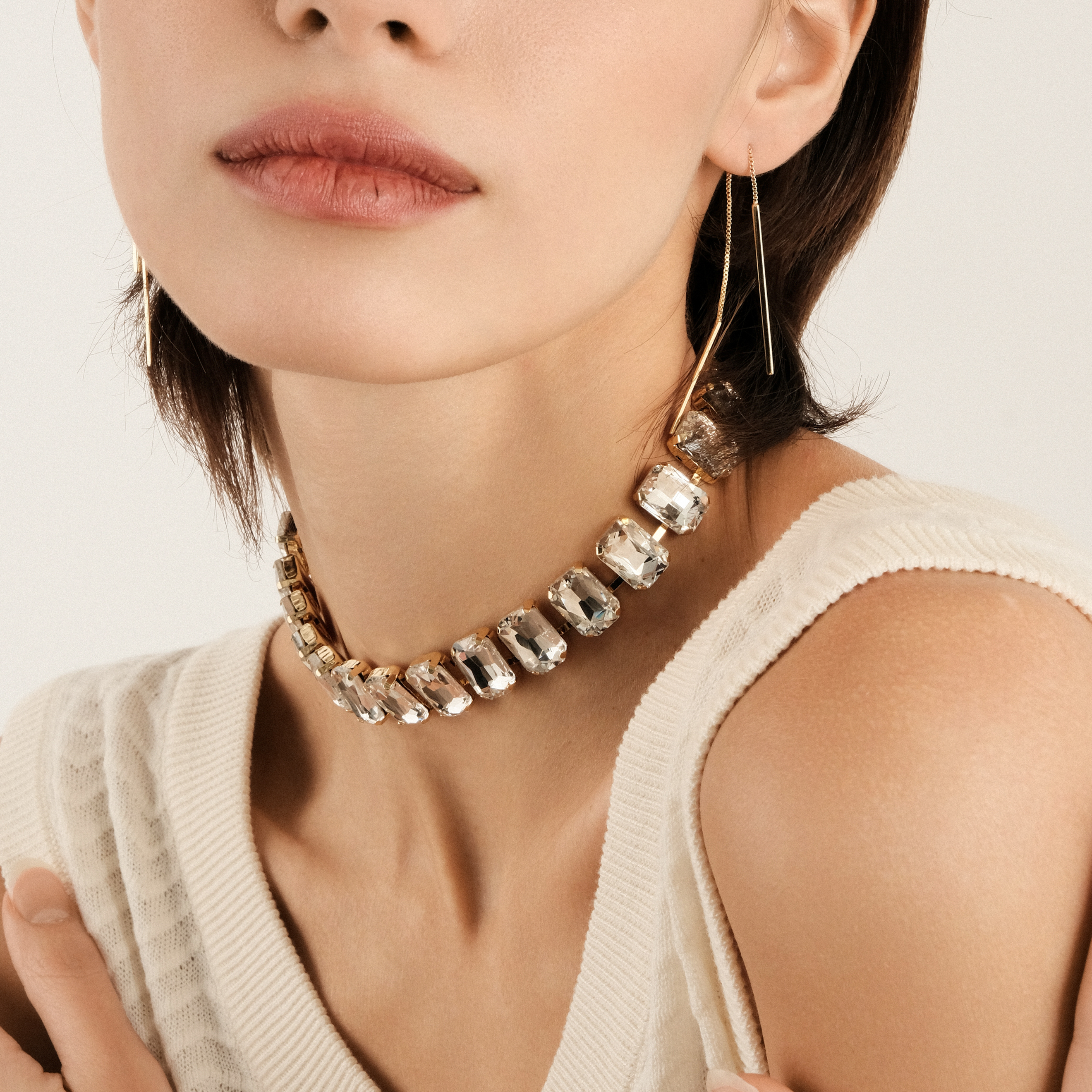 Necklace made of large white crystals
