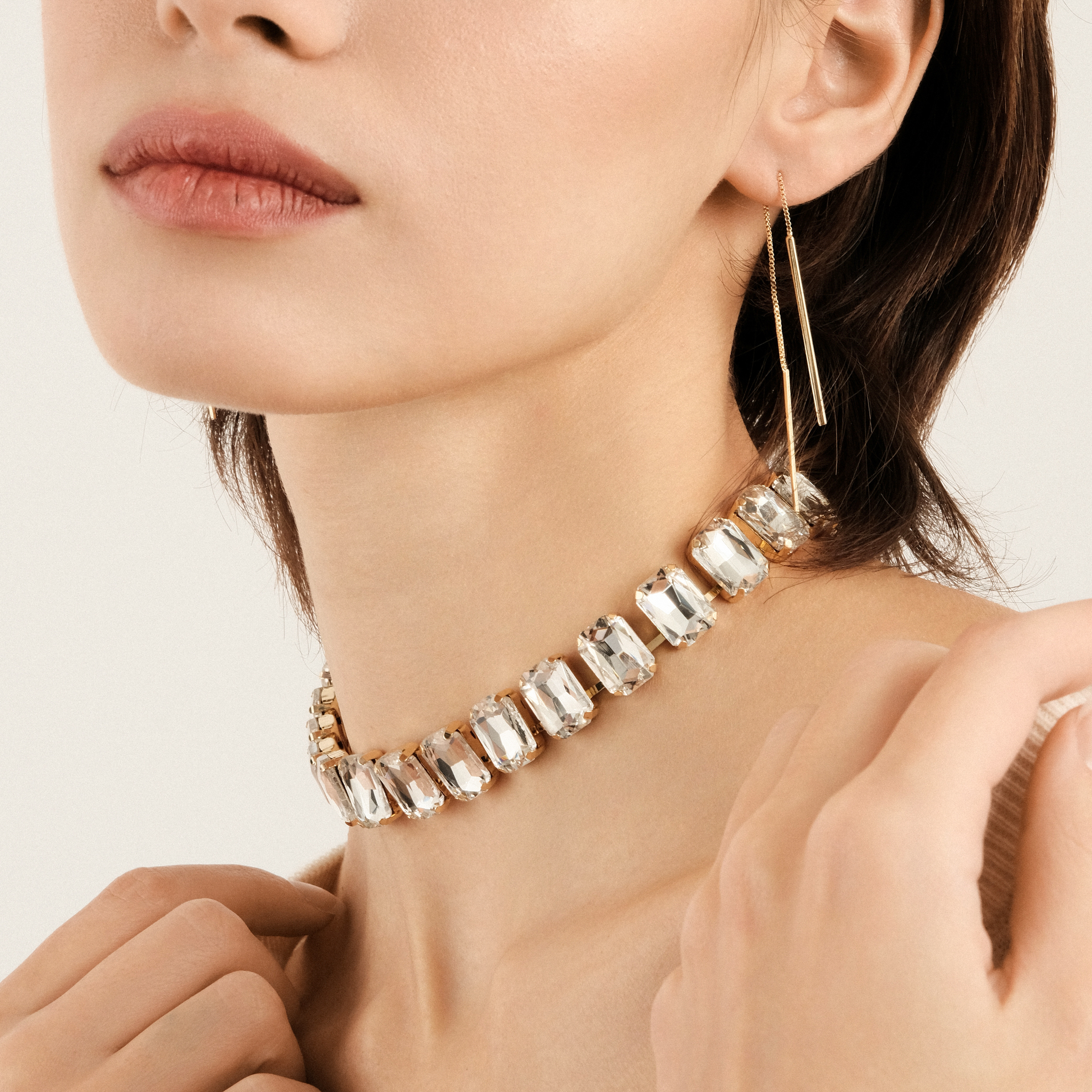 Necklace made of large white crystals