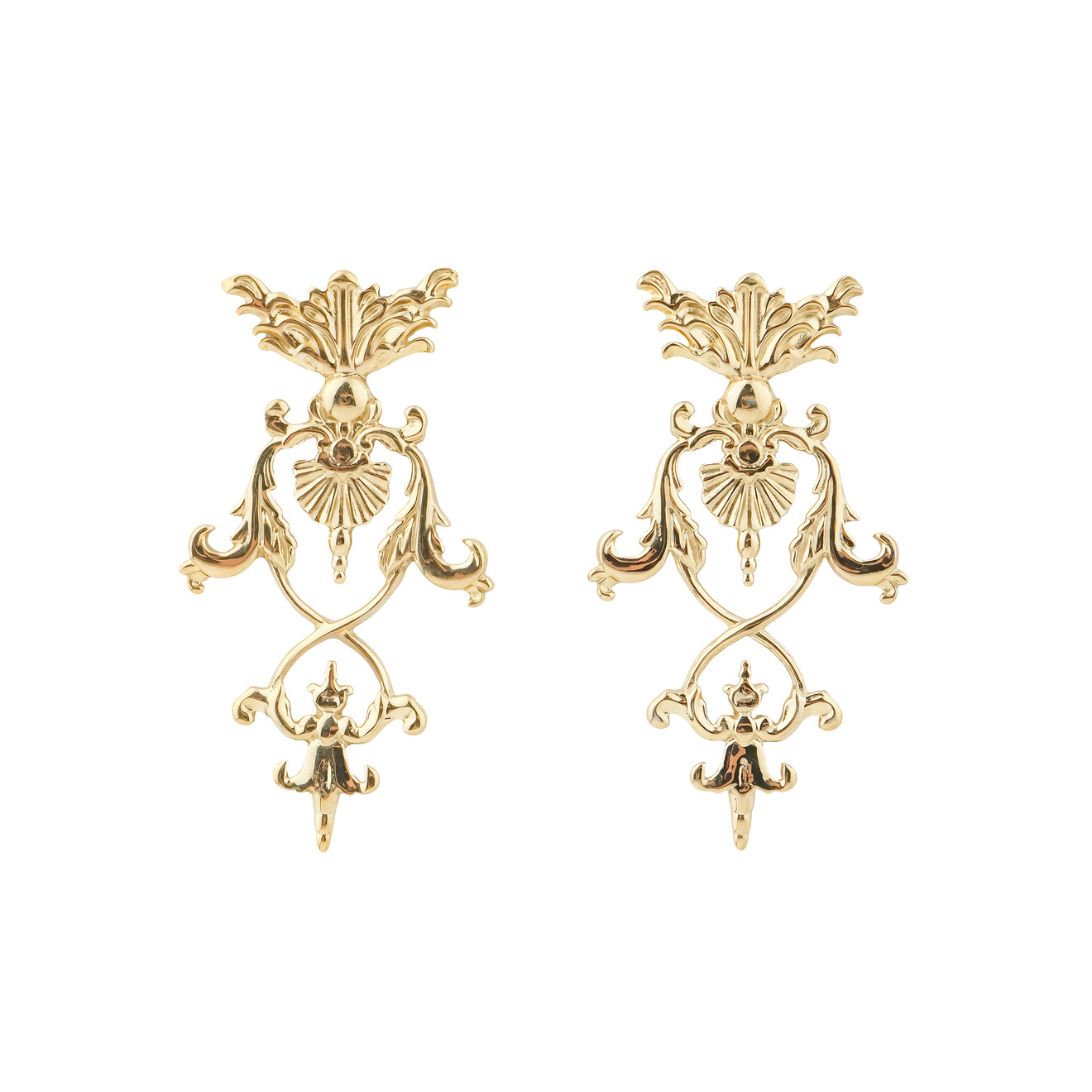 серьги серебряные mie позолоченные змея LUTA Jewelry Позолоченные серебряные серьги в барочном стиле