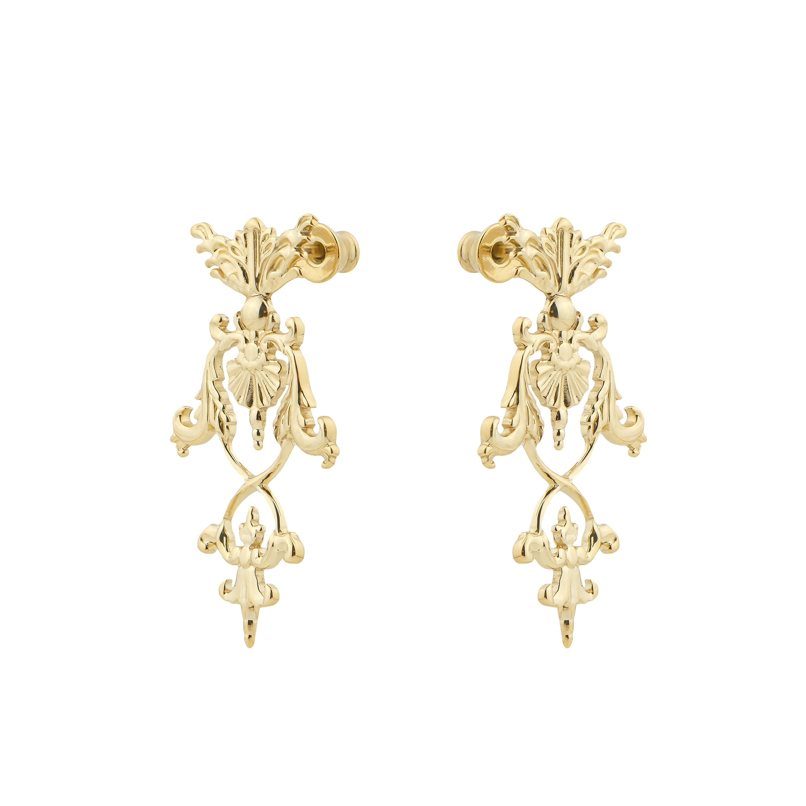 Gilded silver earrings in Baroque style
