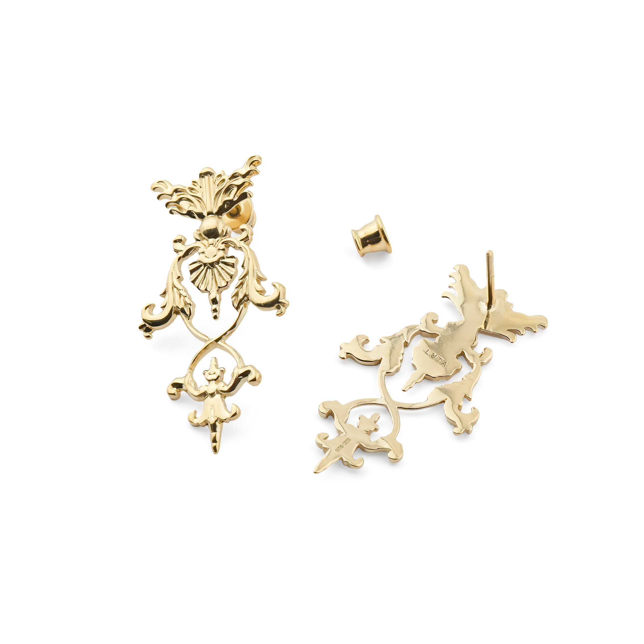 Gilded silver earrings in Baroque style