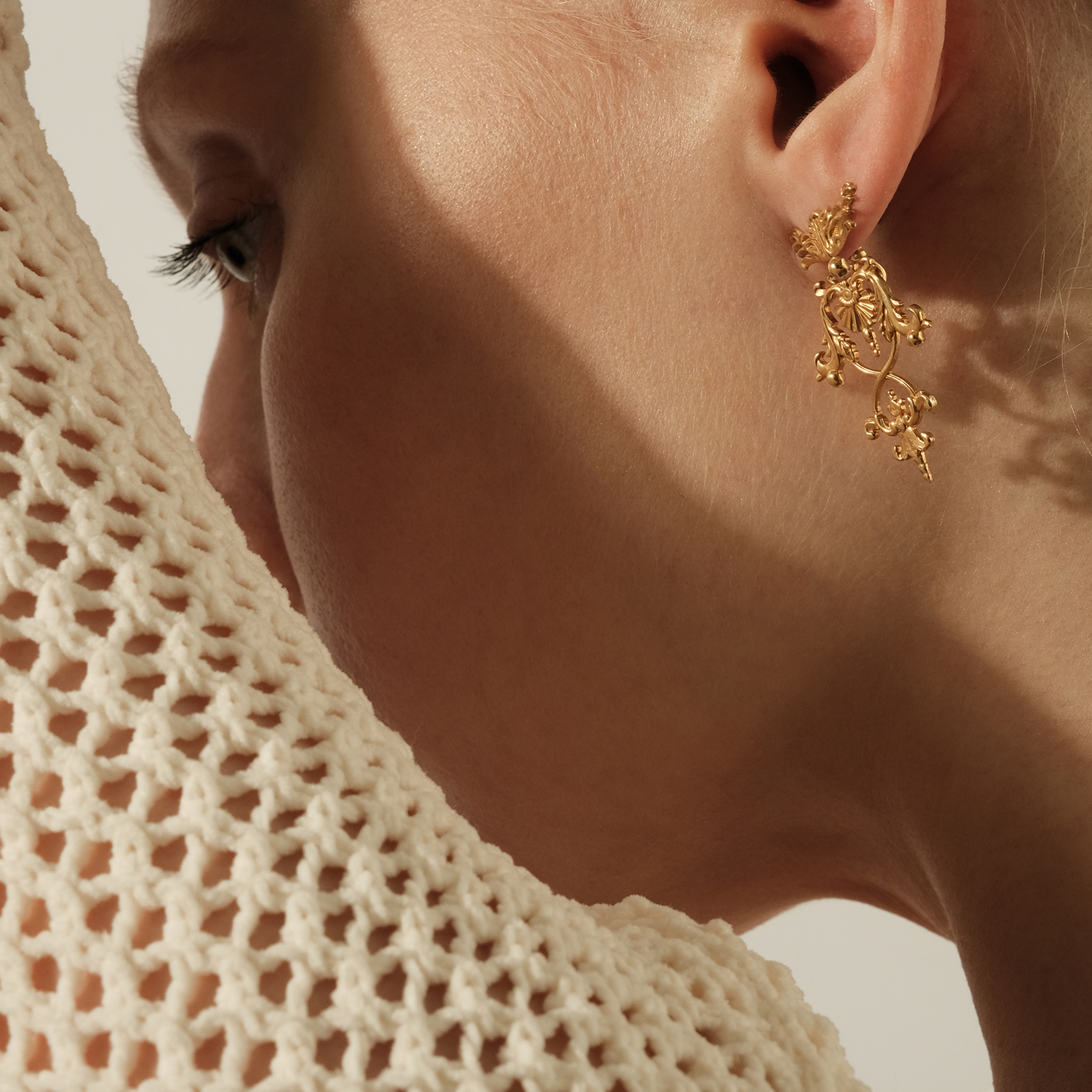 Gilded silver earrings in Baroque style
