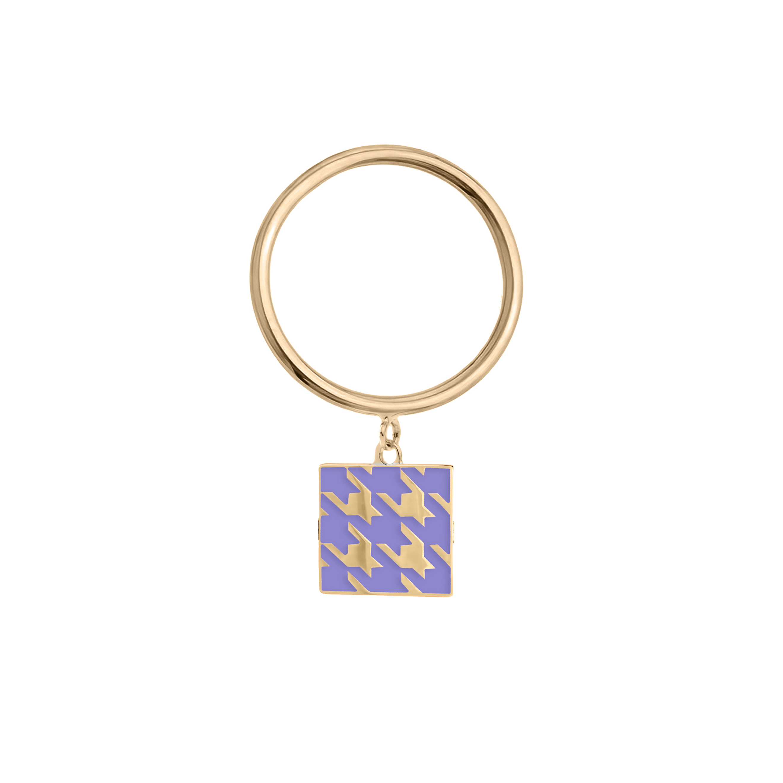 Lemon gold-plated silver movable ring with a "crow's foot" pattern made of lavender and white