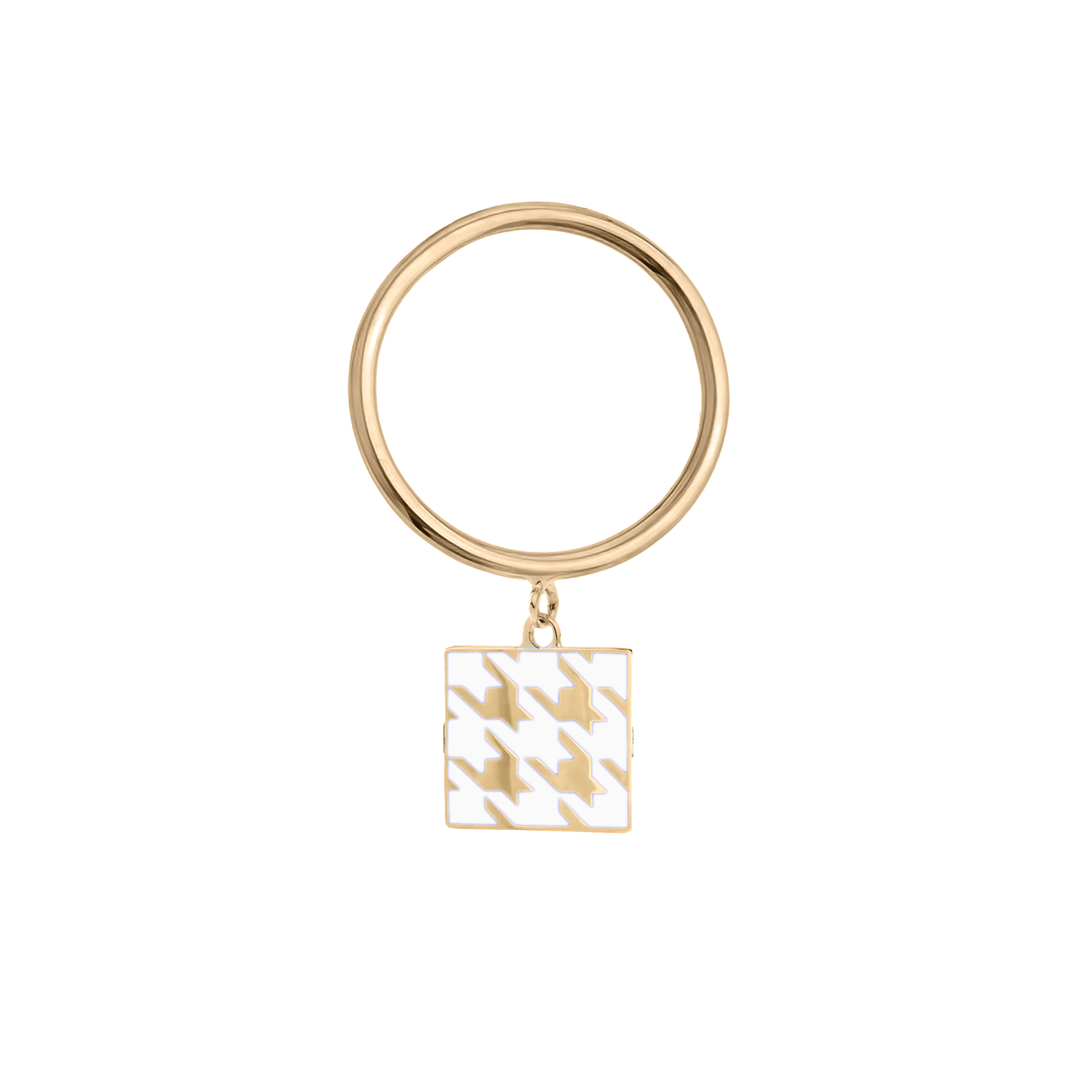 Lemon gold-plated silver movable ring with a "crow's foot" pattern made of lavender and white