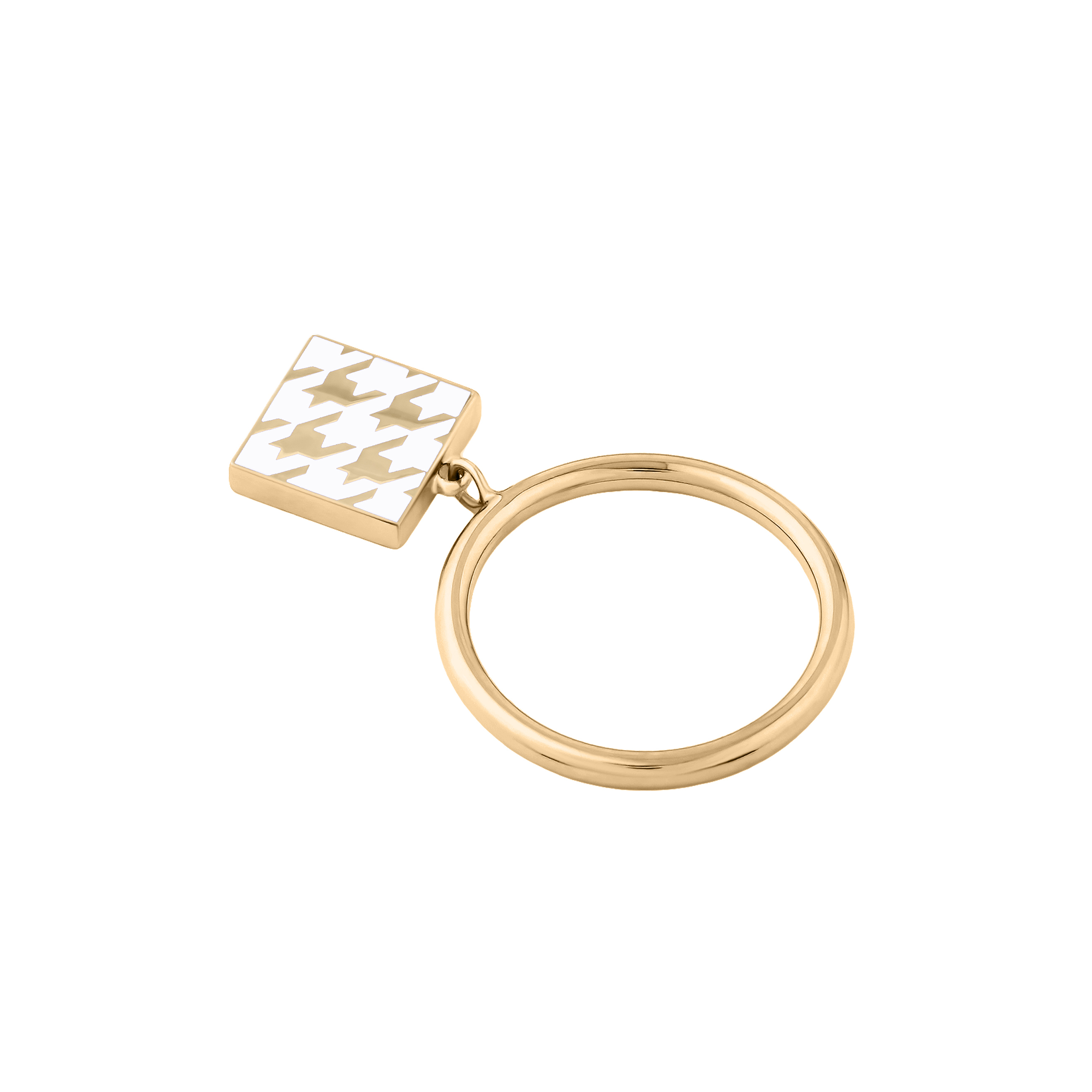 Lemon gold-plated silver movable ring with a "crow's foot" pattern made of lavender and white