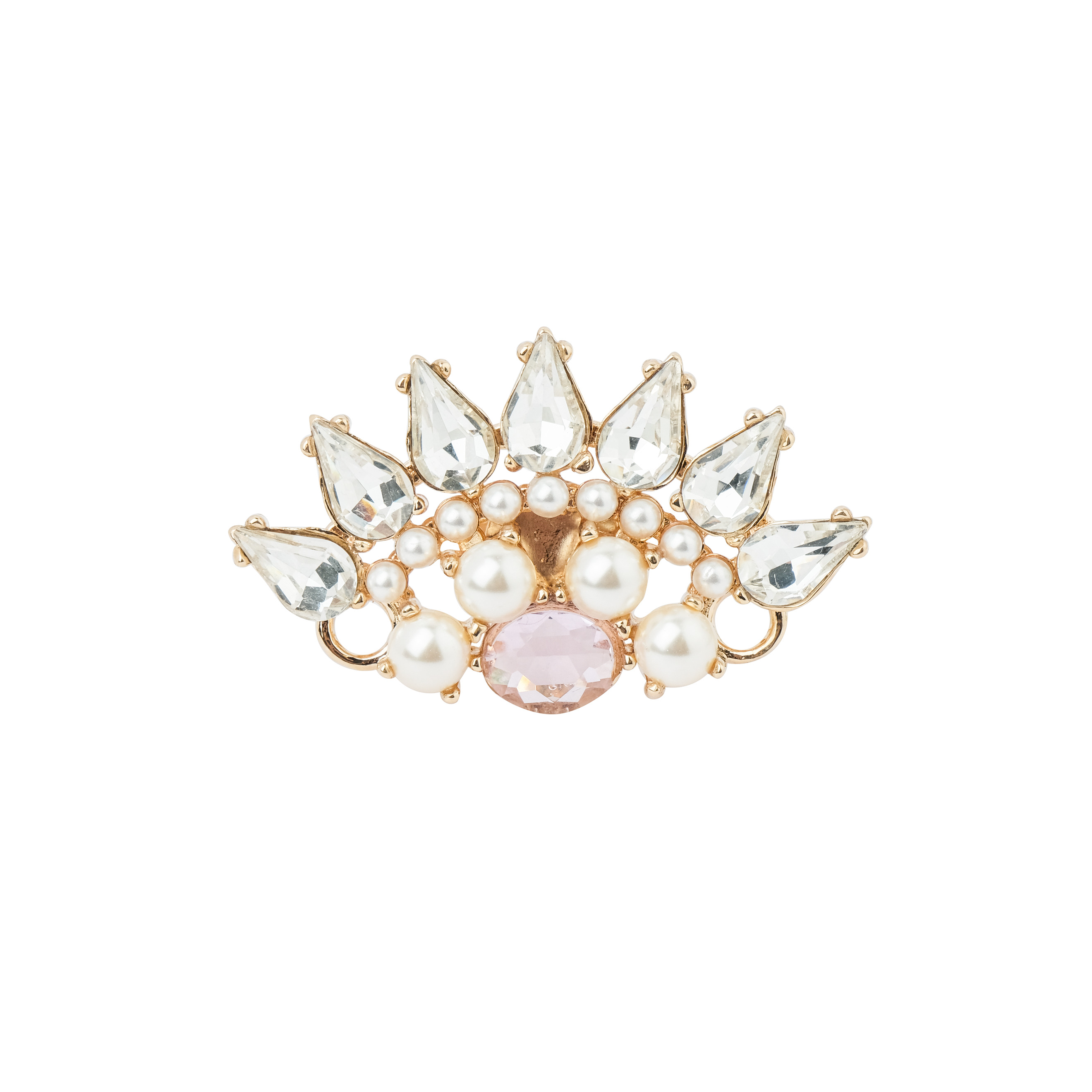 Золотистое кольцо с кристаллами FAN RING