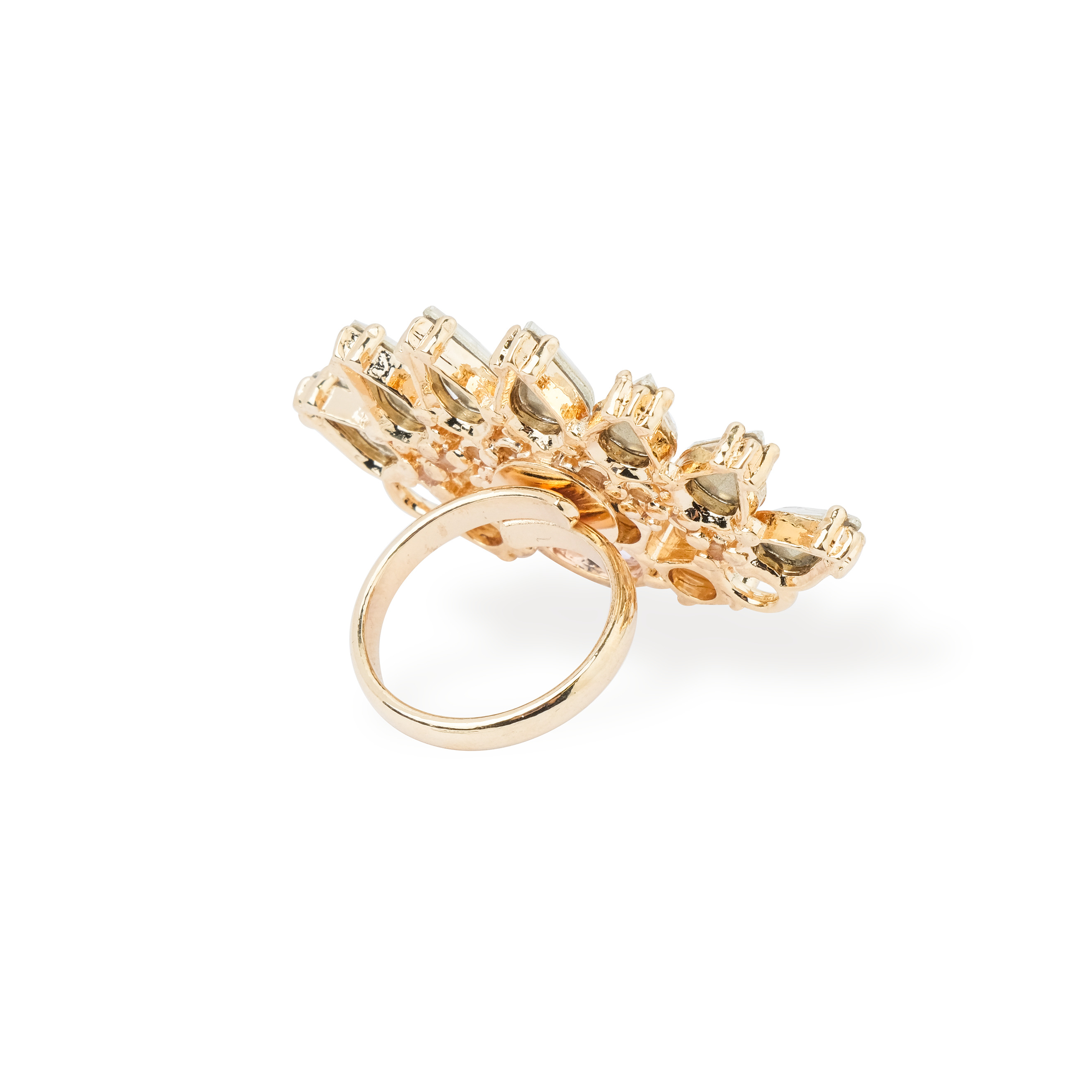 Золотистое кольцо с кристаллами FAN RING