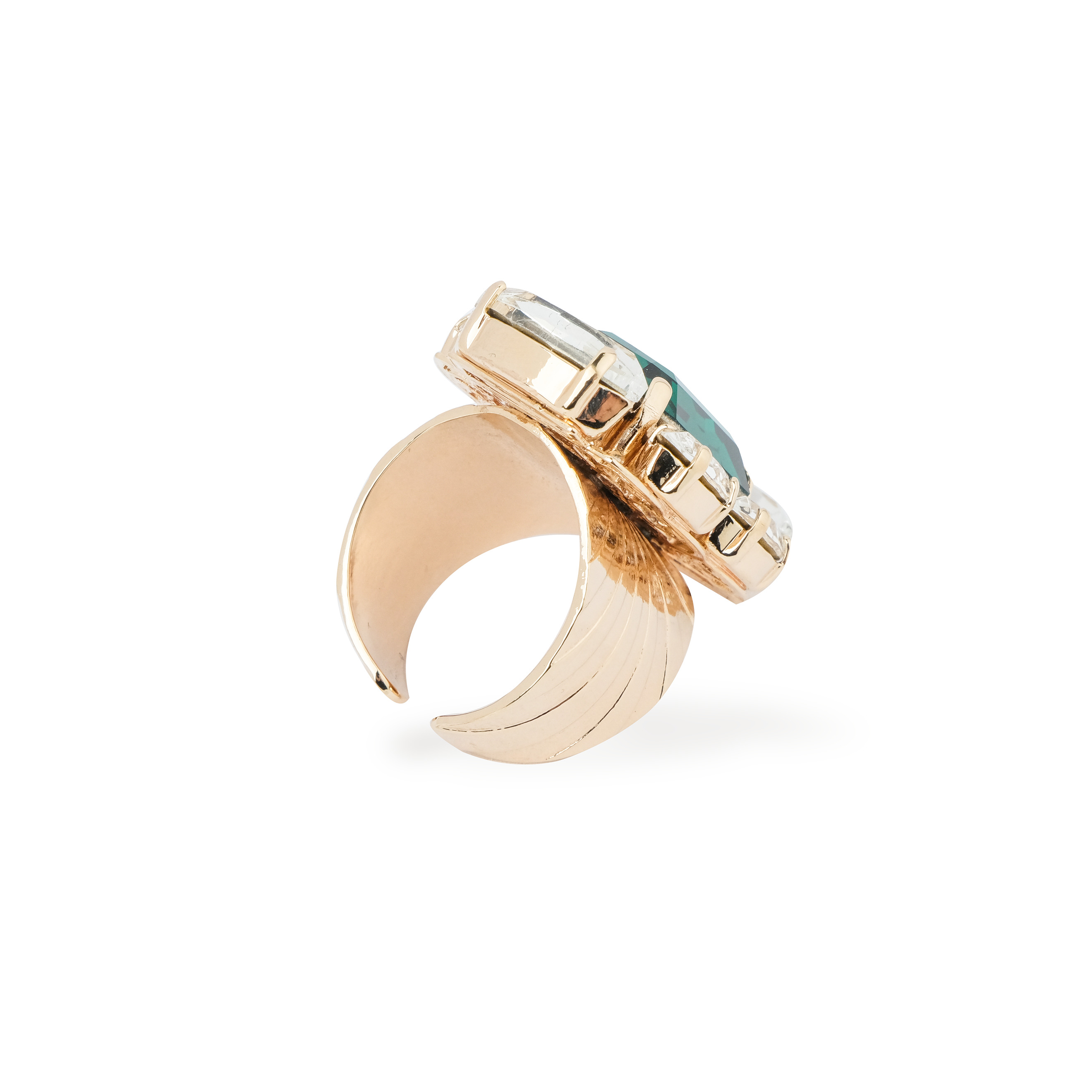 Золотистое кольцо с кристаллами EMERALD RING