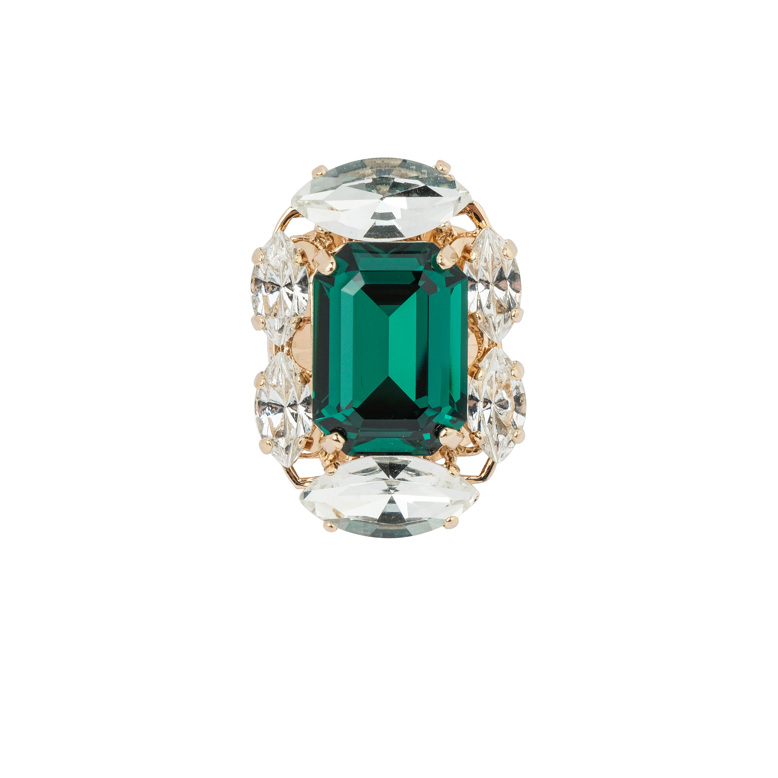 Золотистое кольцо с кристаллами EMERALD RING