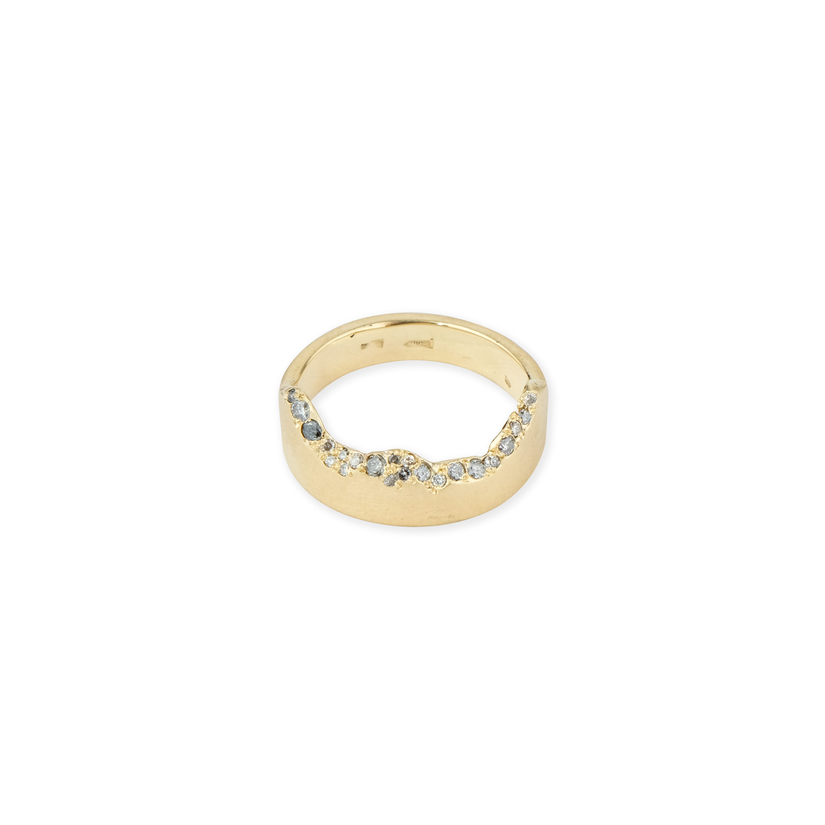 Широкие кольца Kintsugi Jewelry Кольцо Satin золотое с бриллиантами