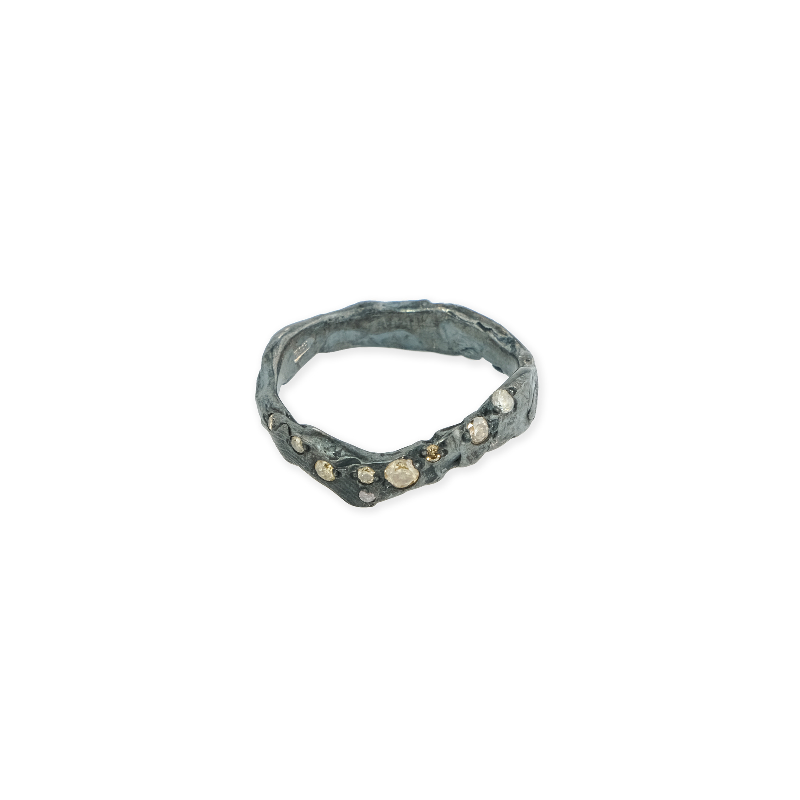 Тонкие кольца Kintsugi Jewelry Кольцо Brave серебряное с бриллиантами
