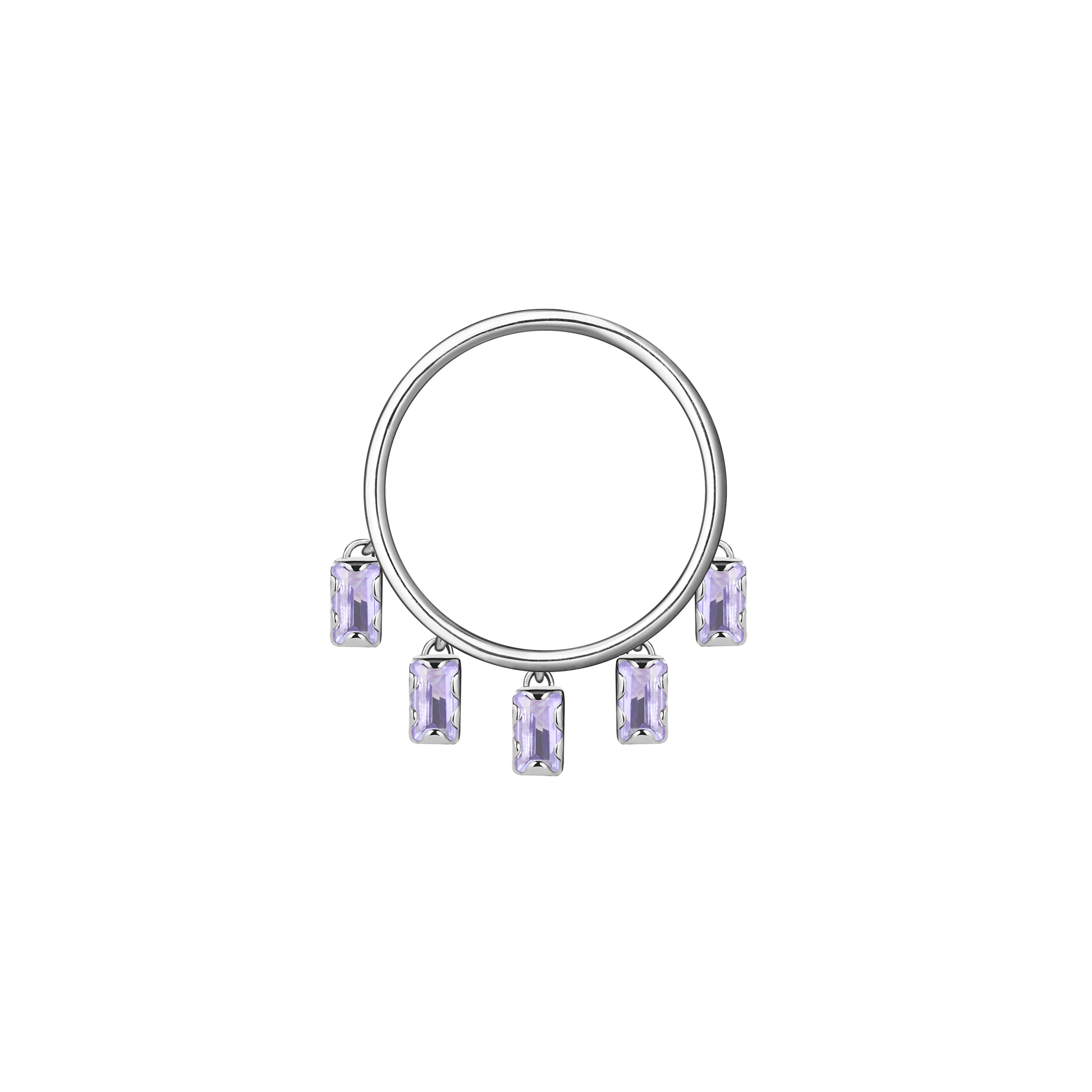 White gold ring with 5 suspended tanzanites