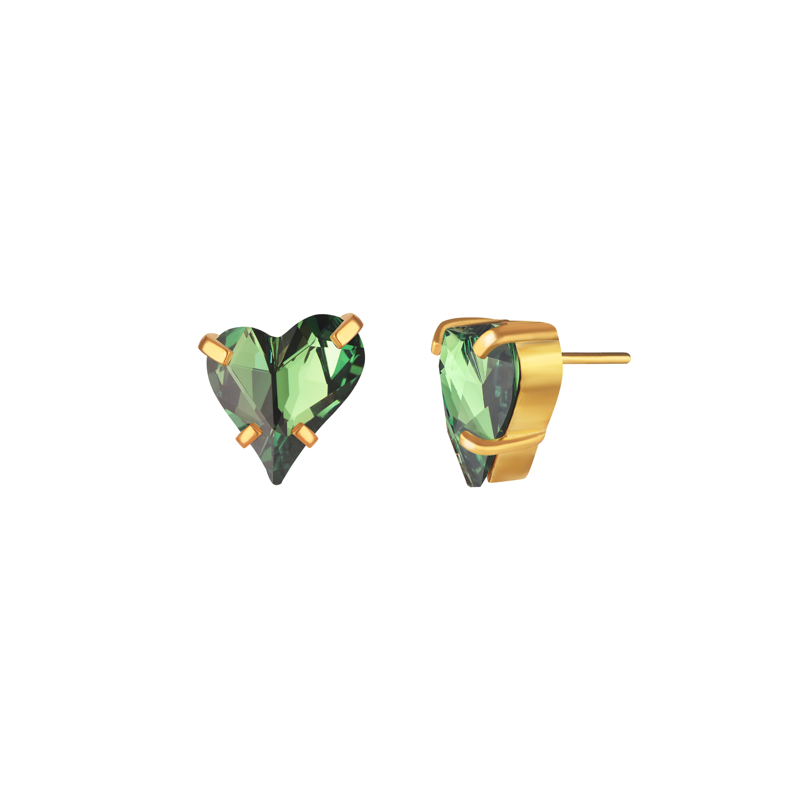 gold-plated green love earrings