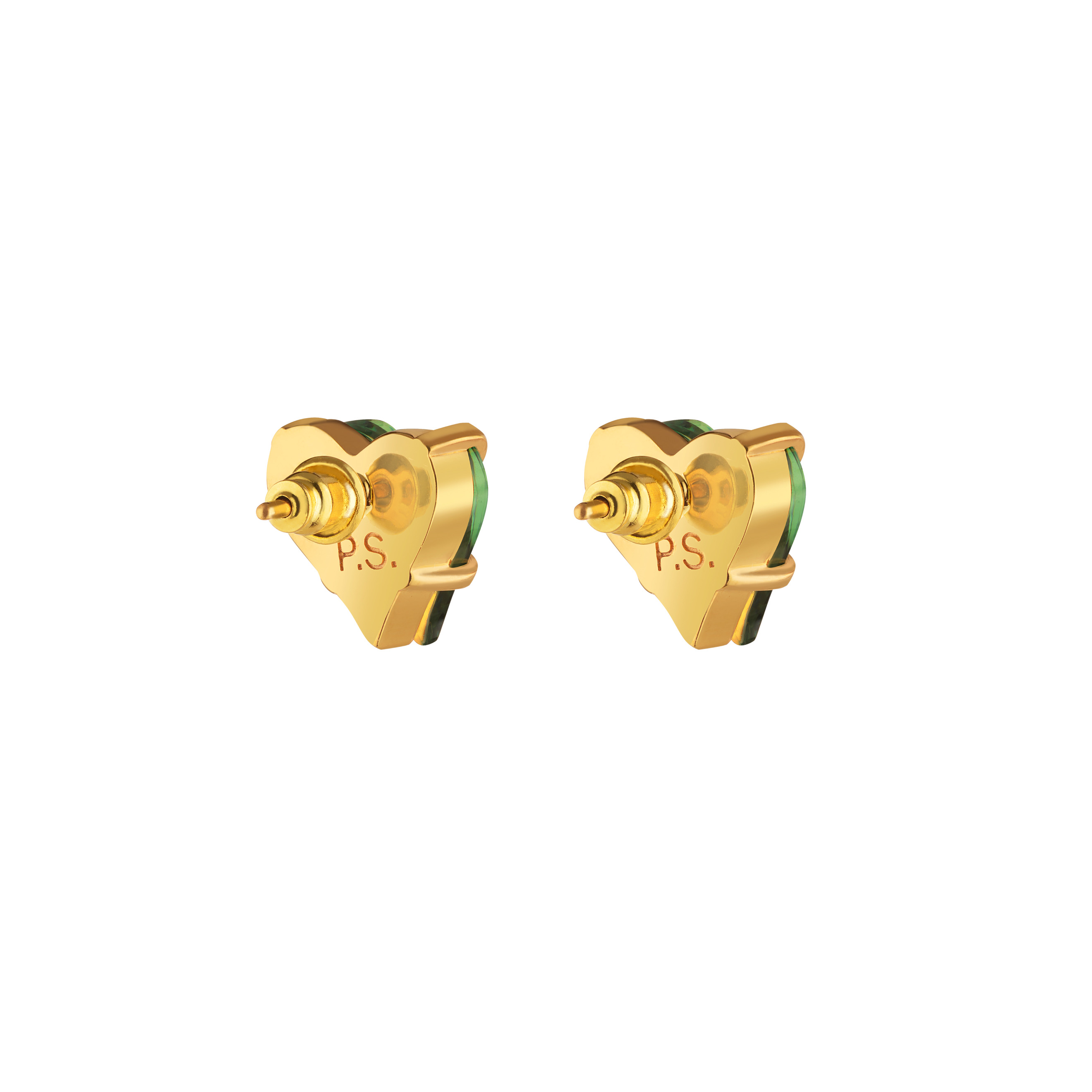 gold-plated green love earrings