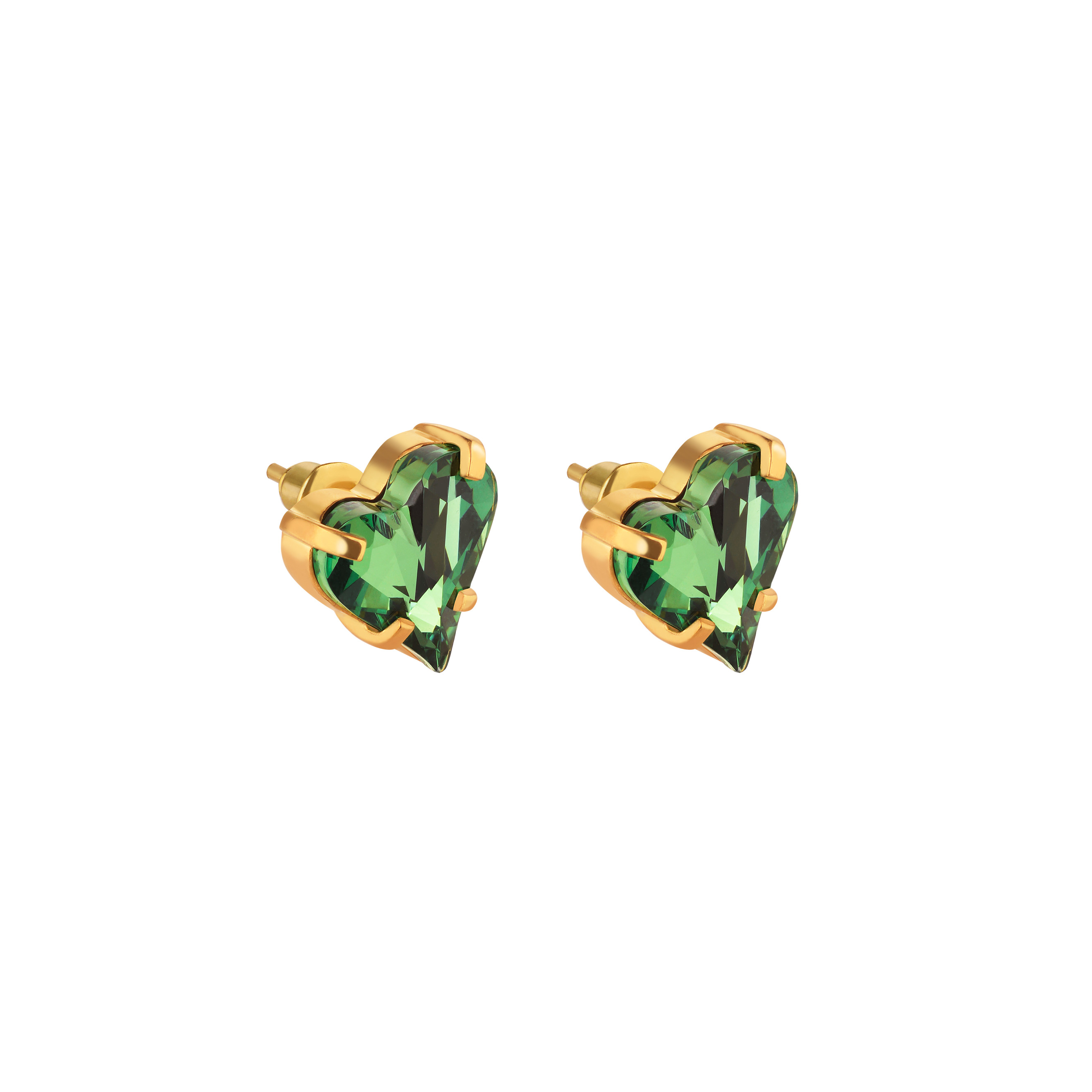 gold-plated green love earrings