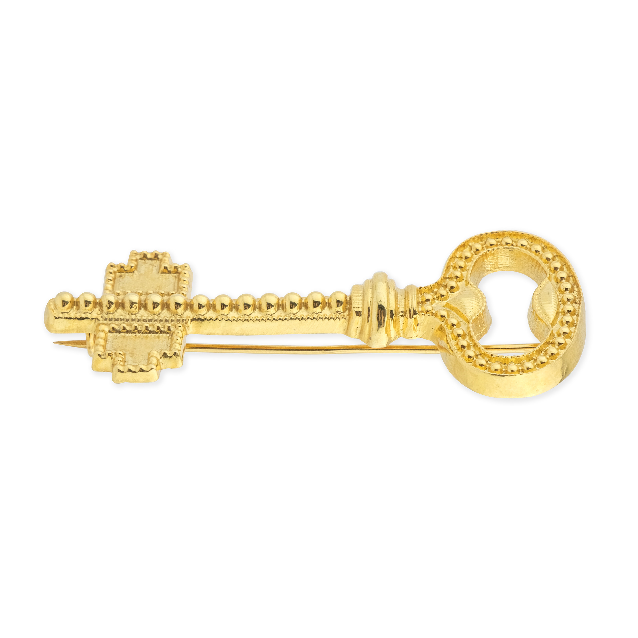Gold-plated key brooch
