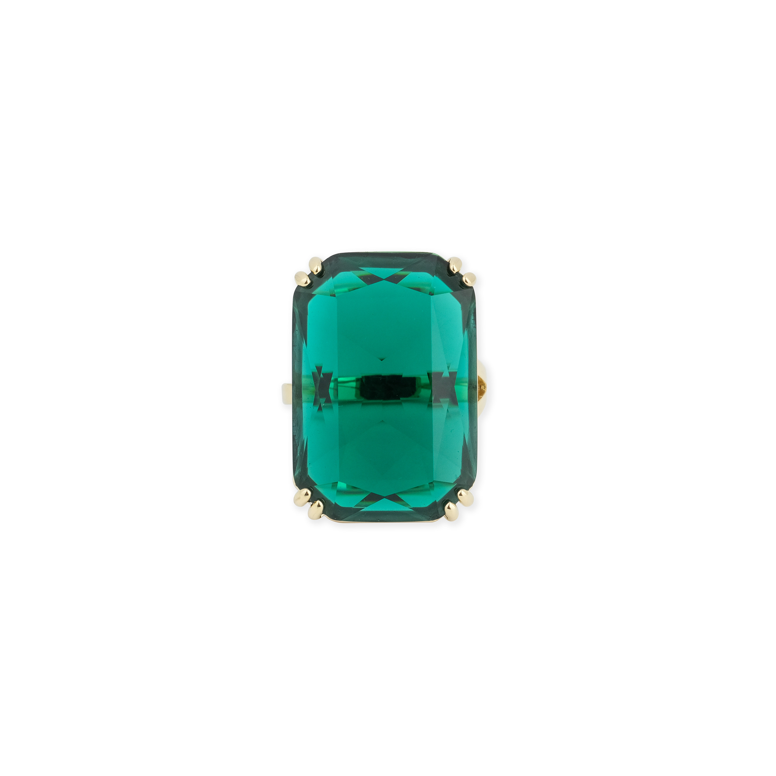 ring with rectangular green crystal